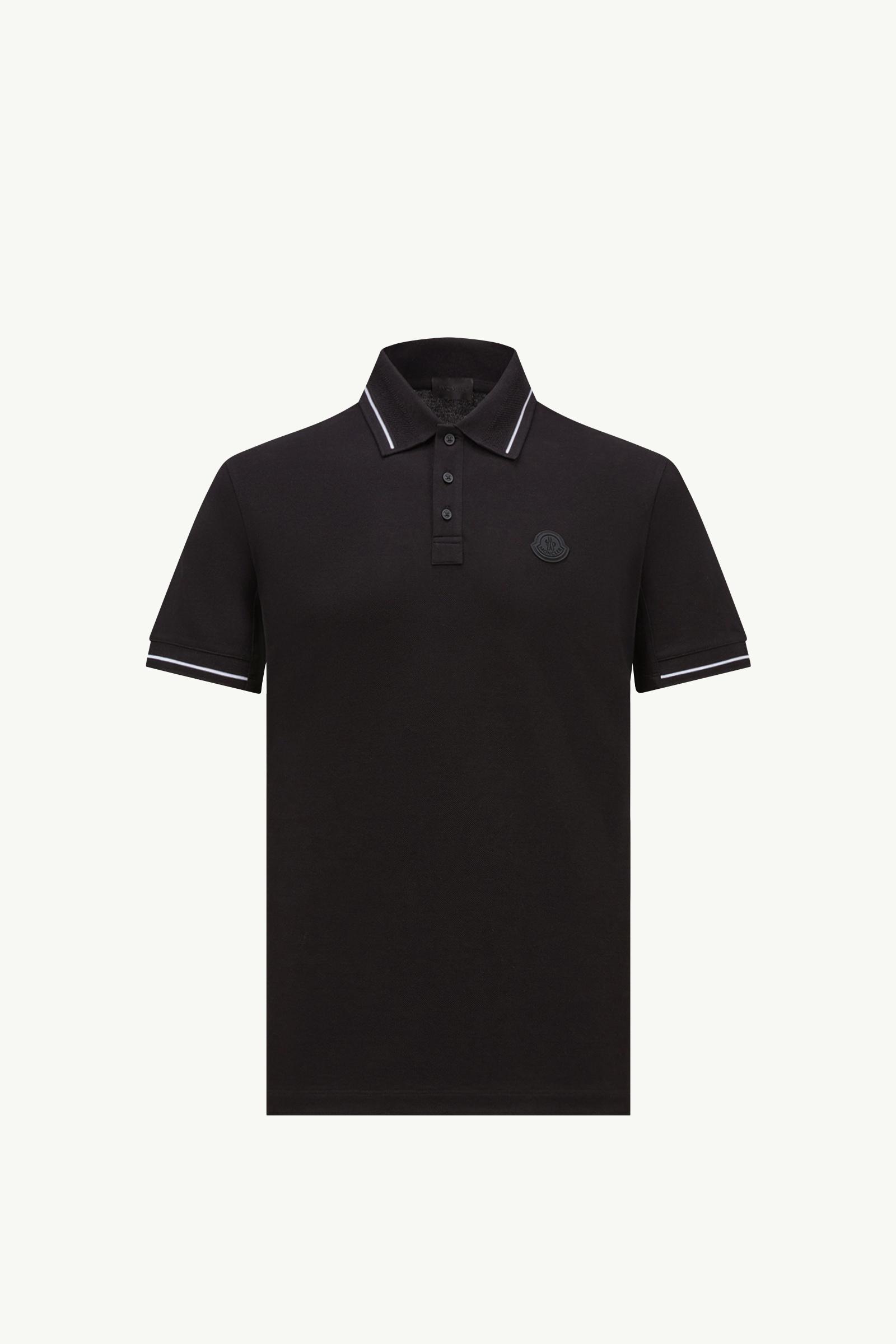 Black Logo Patch Cotton Polo Shirt - Polos & T-shirts for Men