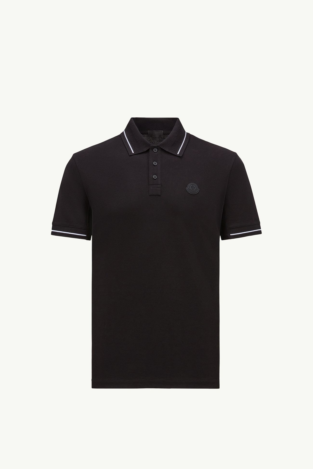 Polo en coton à empiècement logo Hommes Noir Moncler 2