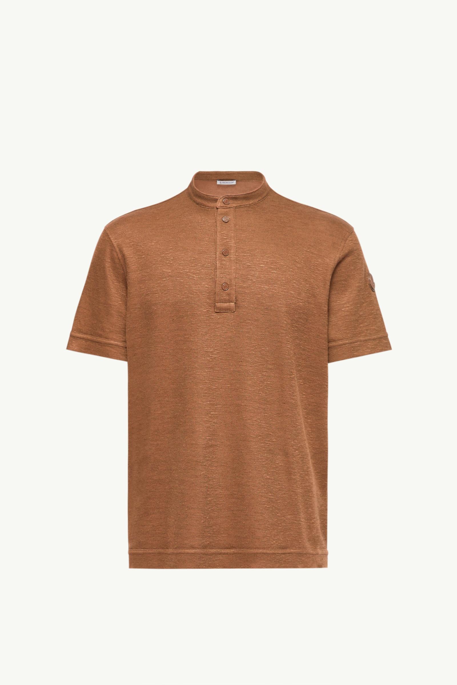 Cotton & Linen Blend Polo Shirt Men Light Brown Moncler, 1 of 0