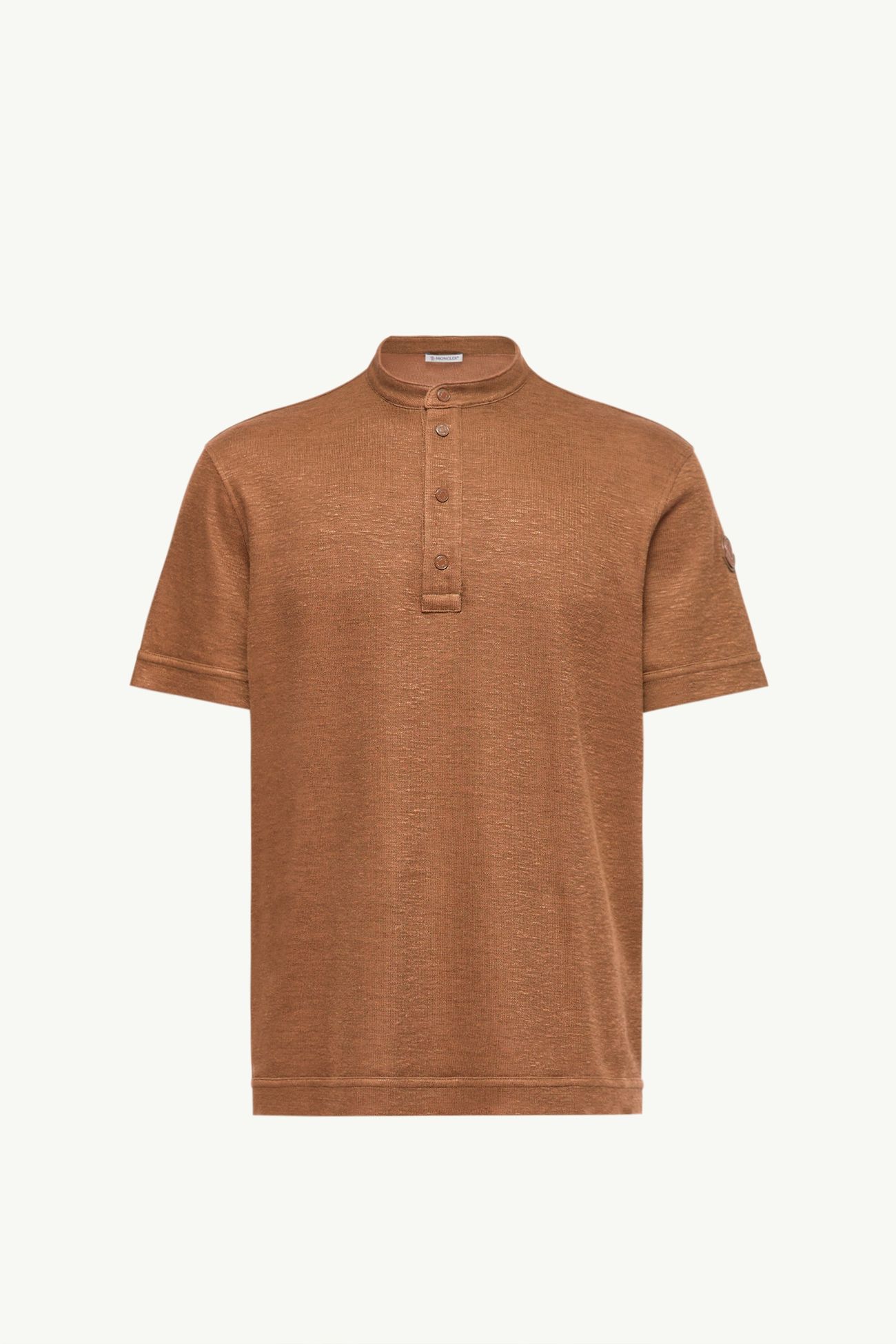 Polo de mezcla de algodón y lino Hombre Marrón claro Moncler 2