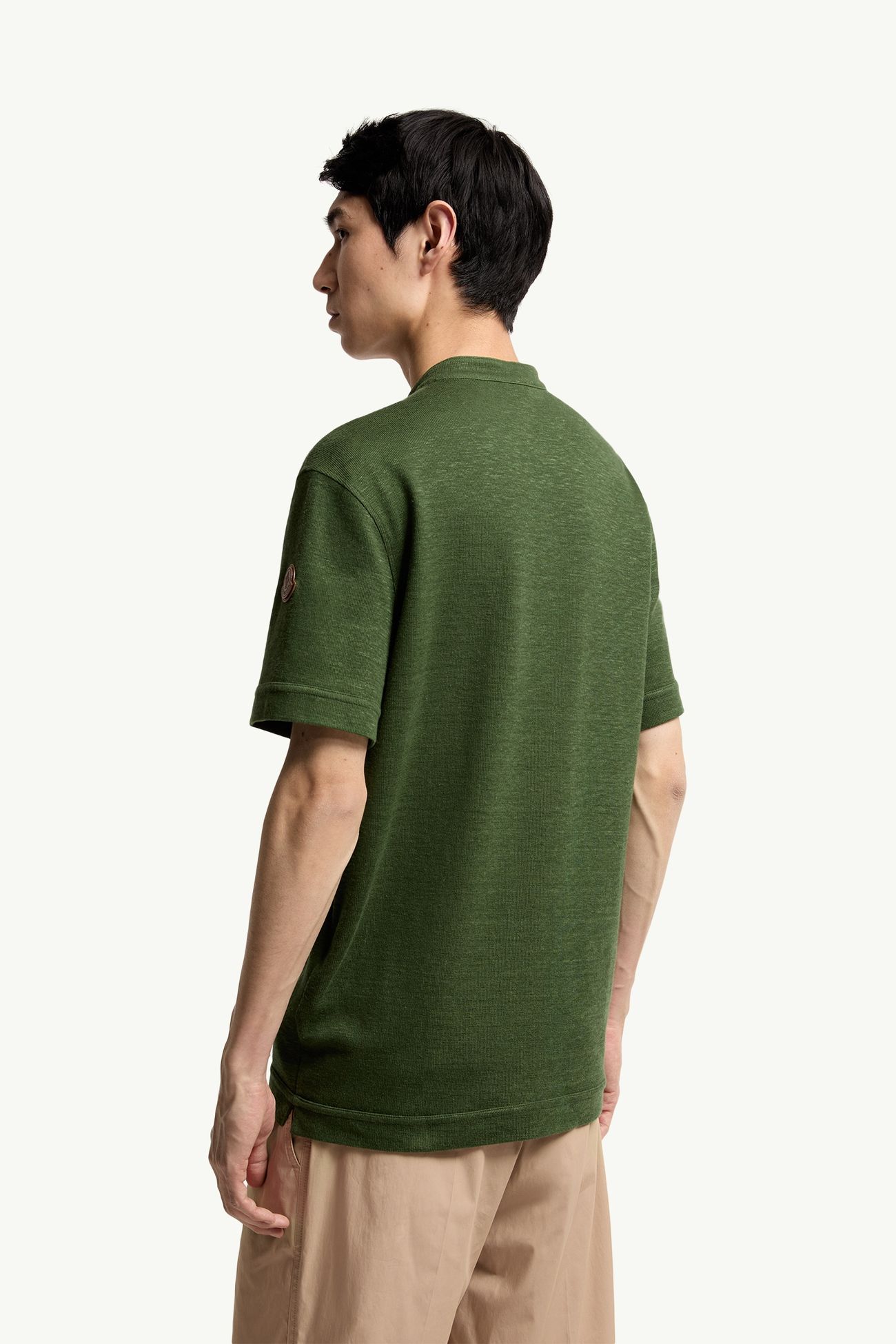 Polo de mezcla de algodón y lino Hombre Verde Moncler 4