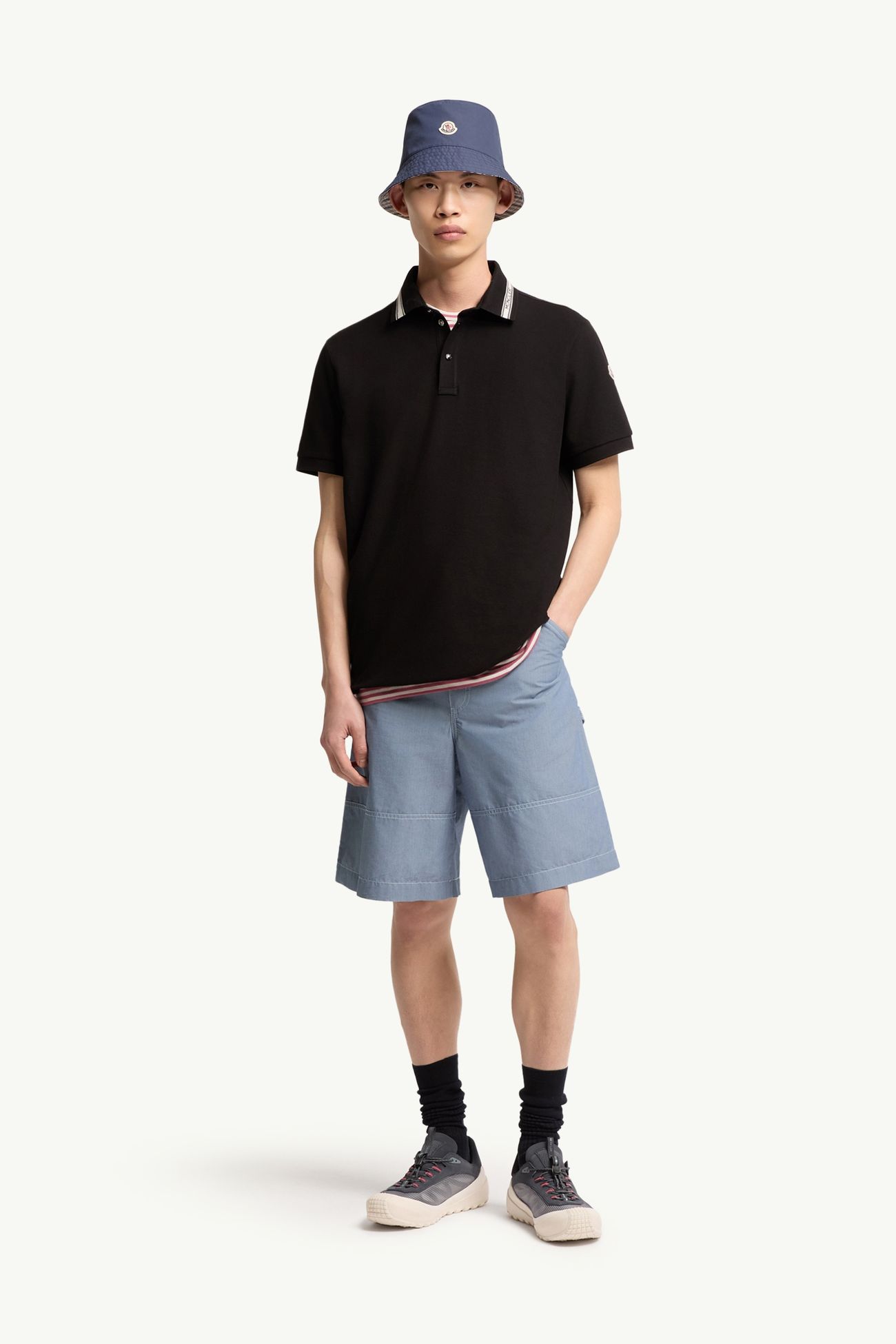 Polohemd aus Baumwollpiqué Herren Schwarz Moncler 0