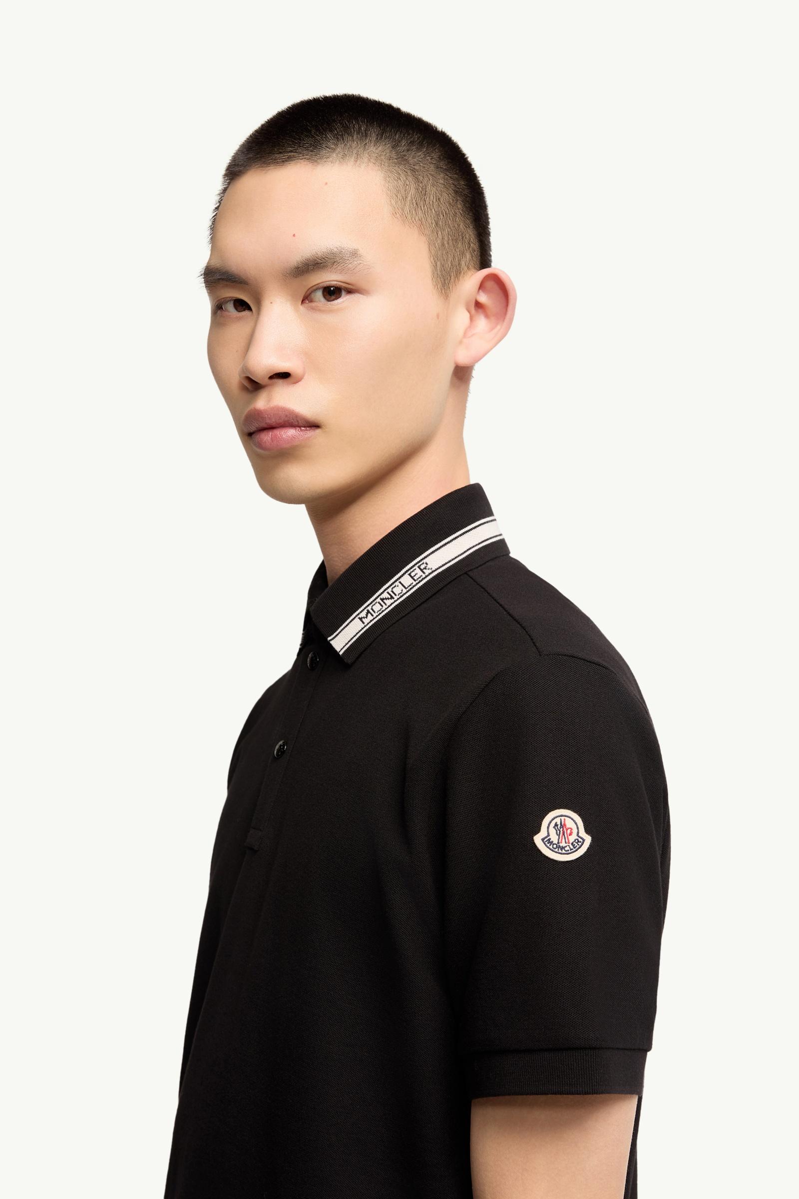 Black Cotton Piquet Polo Shirt - Polos & T-shirts for Men | Moncler US
