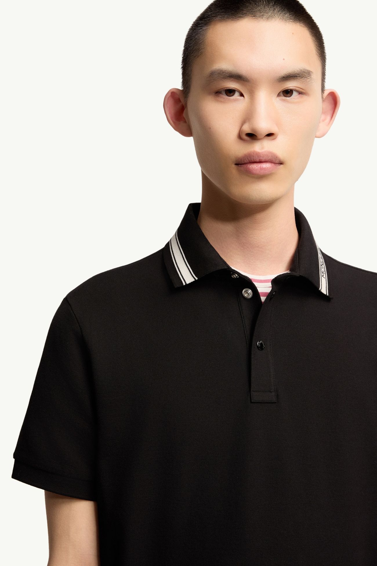 Polo in piquet di cotone Uomo Nero Moncler 5