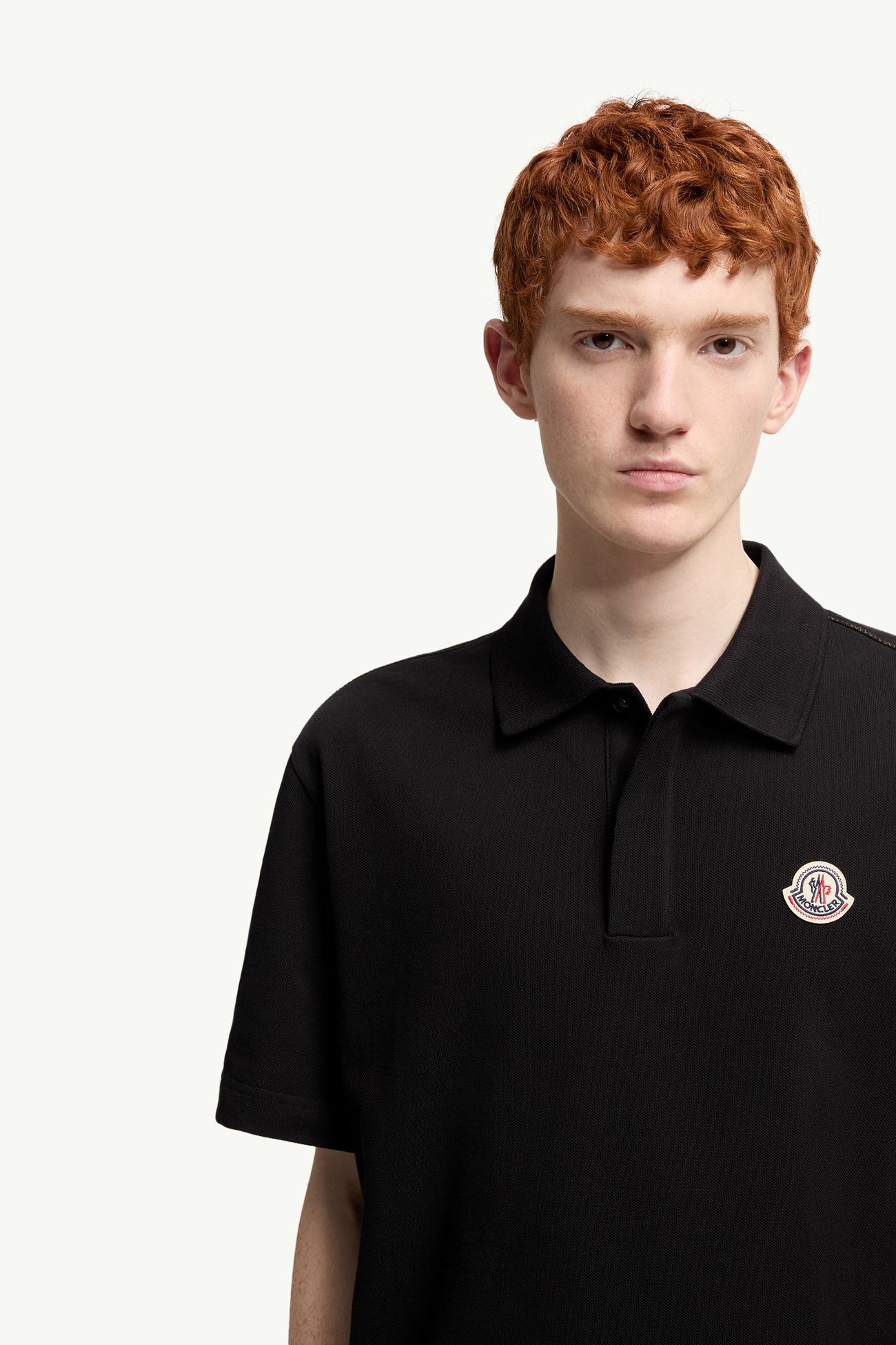 Polo de piqué de algodón con logotipo Hombre Negro Moncler 5