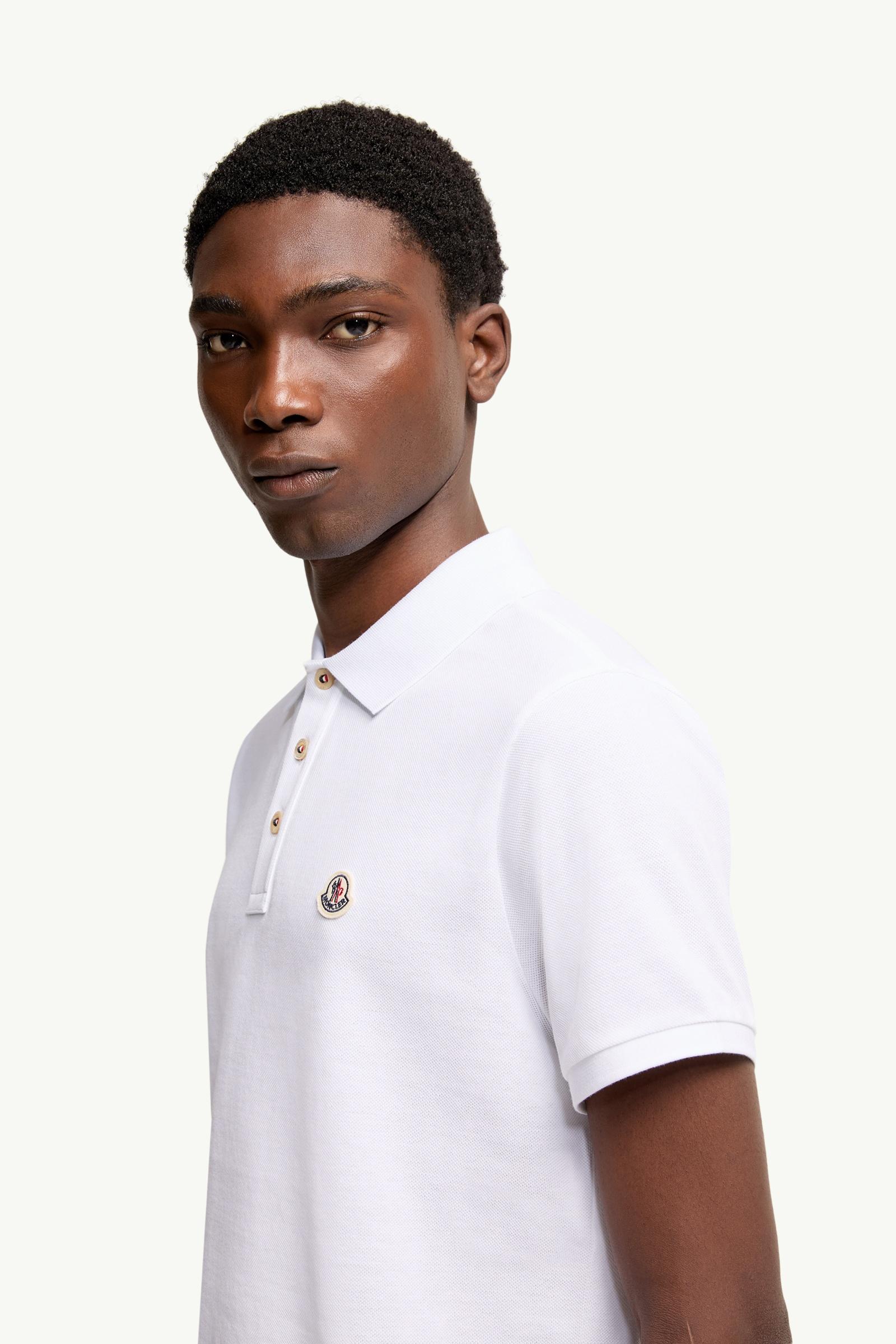 Optical White Logo Patch Cotton Polo Shirt - Polos & T-shirts for