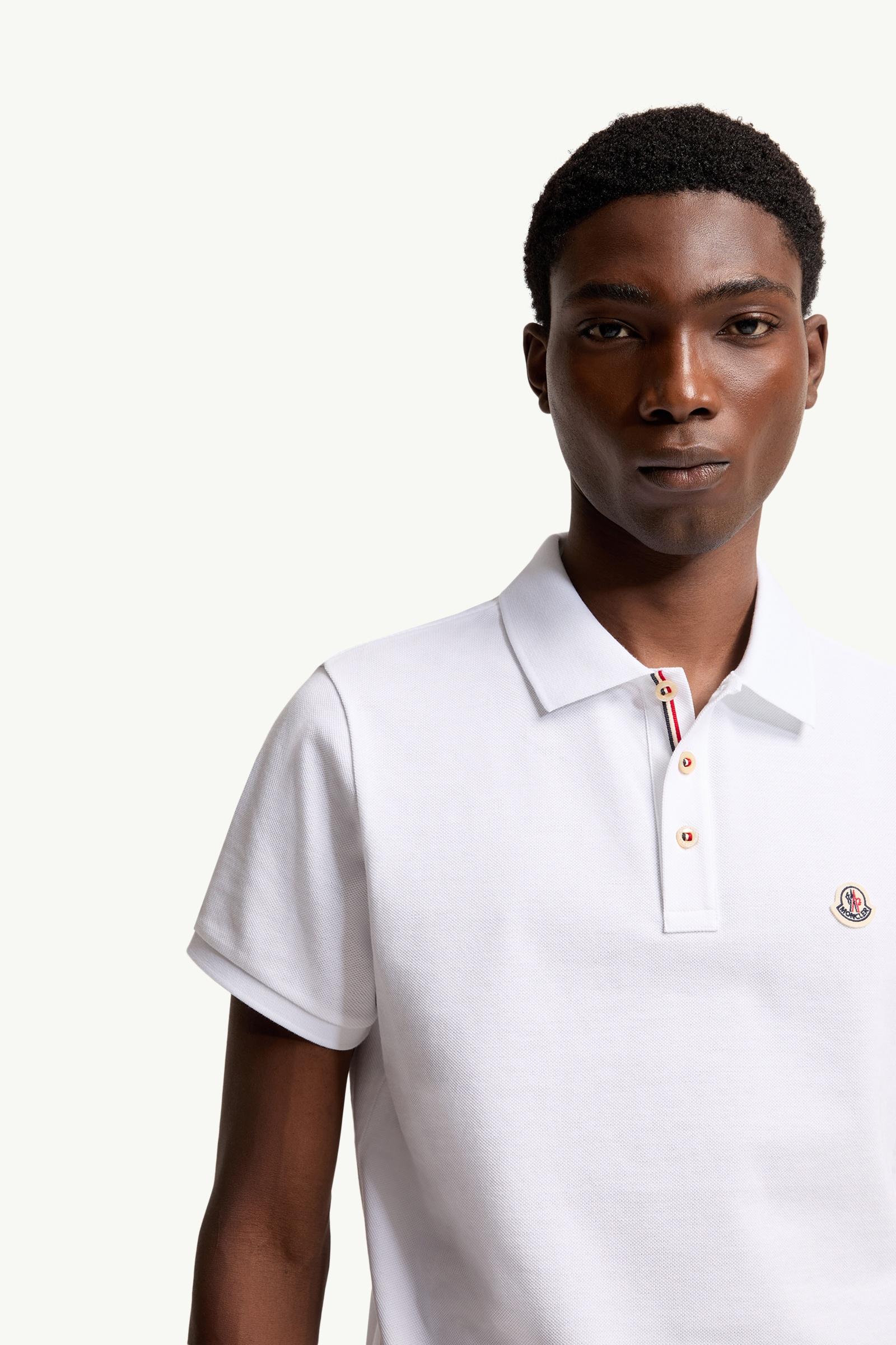 Optical White Logo Patch Cotton Polo Shirt - Polos & T-shirts for