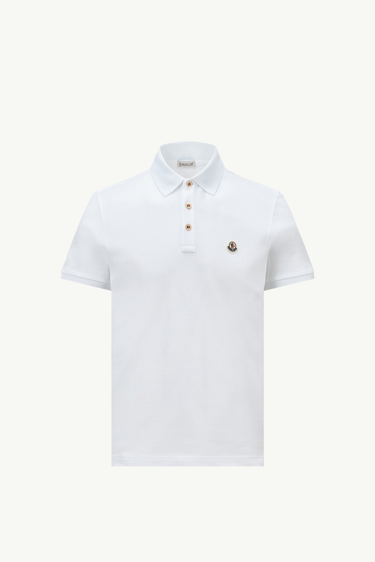 Logo Patch Cotton Polo Shirt Men Optical White Moncler 2