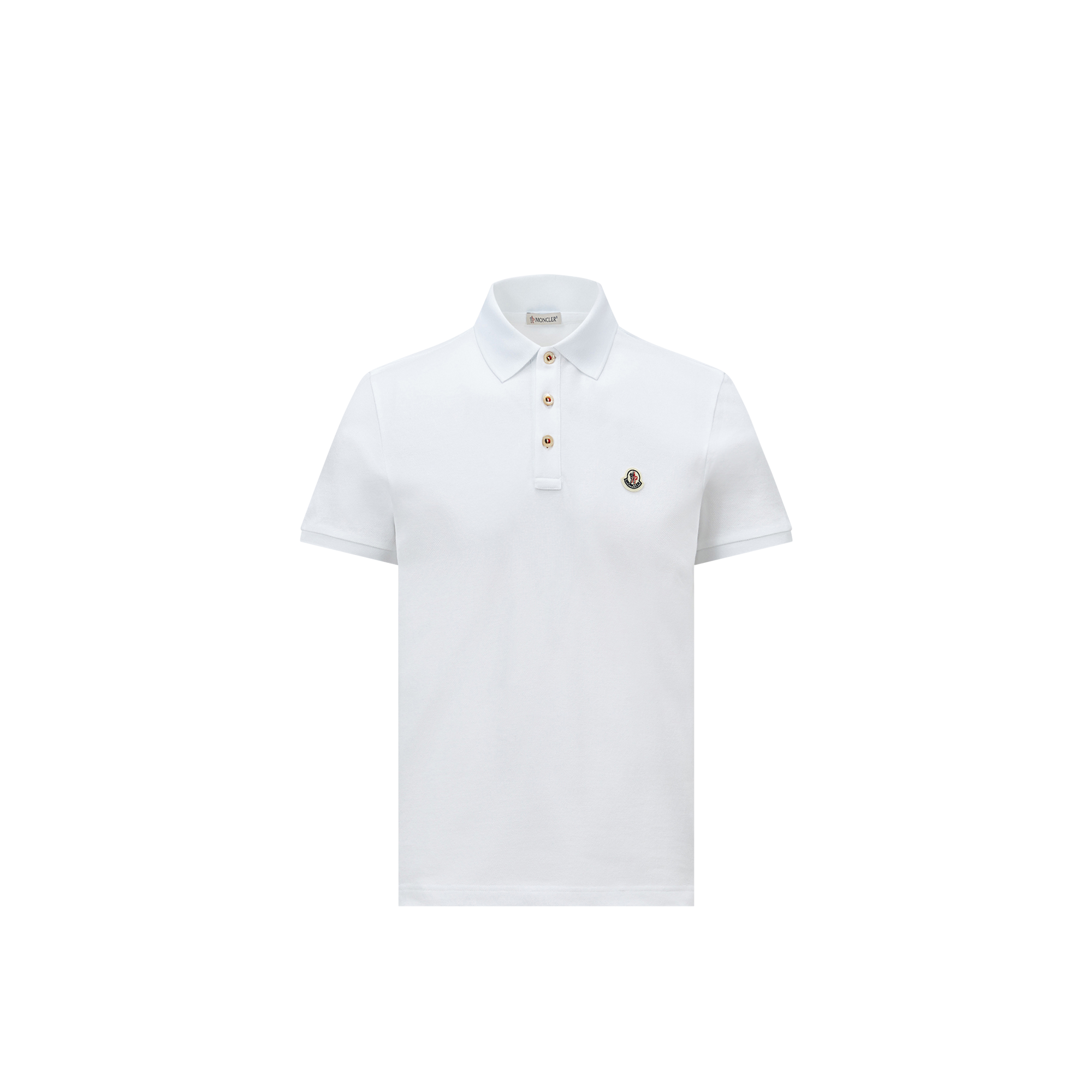 Moncler   Logo Patch Cotton Polo Shirt for Men in White, Size: M