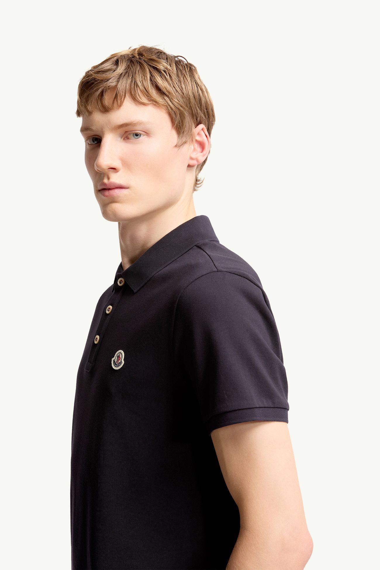 Poloshirt aus Baumwolle mit Logoaufnäher Herren Dunkelblau Moncler 1