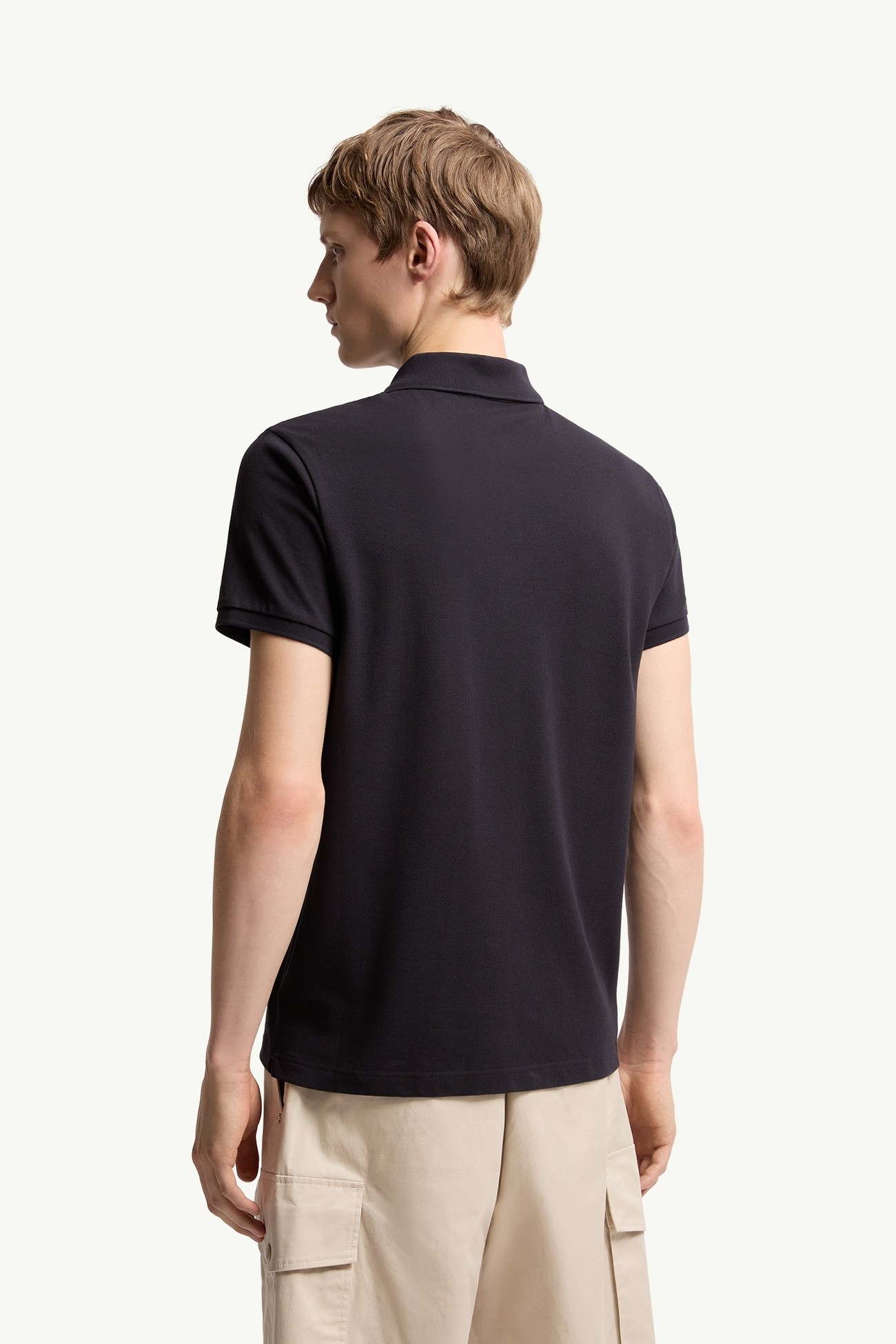 Logo Patch Cotton Polo Shirt Men Dark Blue Moncler 4
