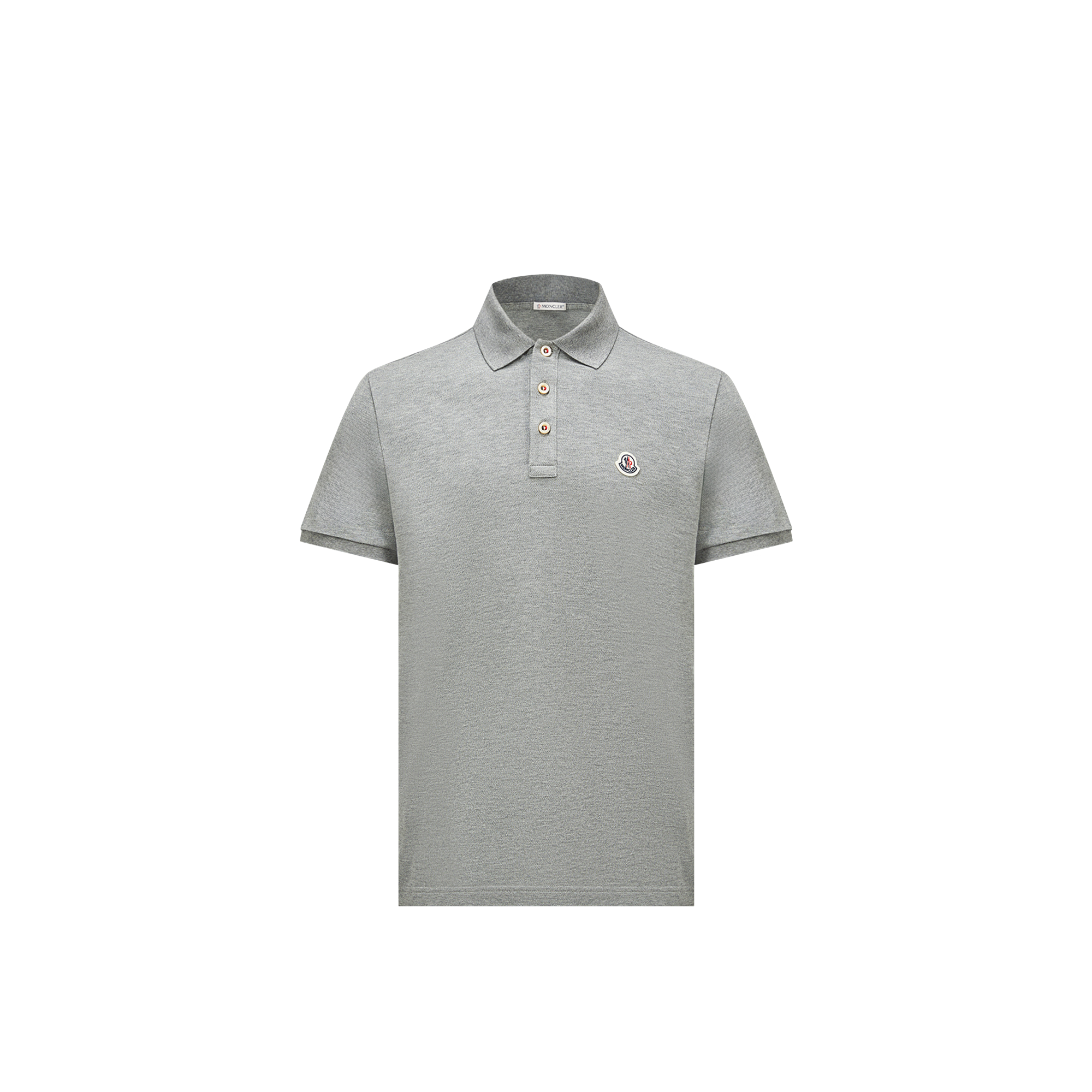 Moncler   Logo Patch Cotton Polo Shirt for Men in Gray, Size: M
