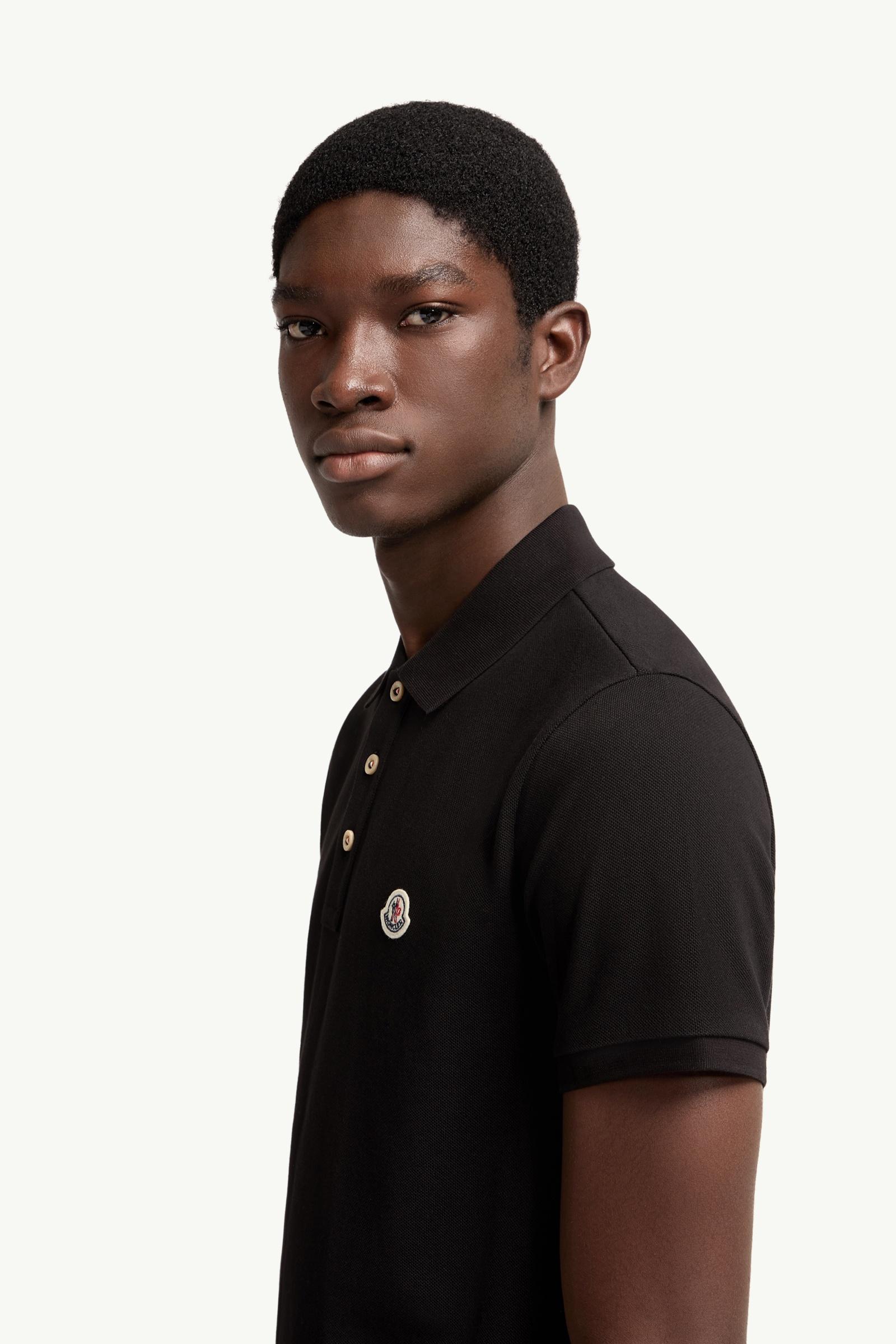 Black Logo Patch Cotton Polo Shirt - Polos & T-shirts for Men
