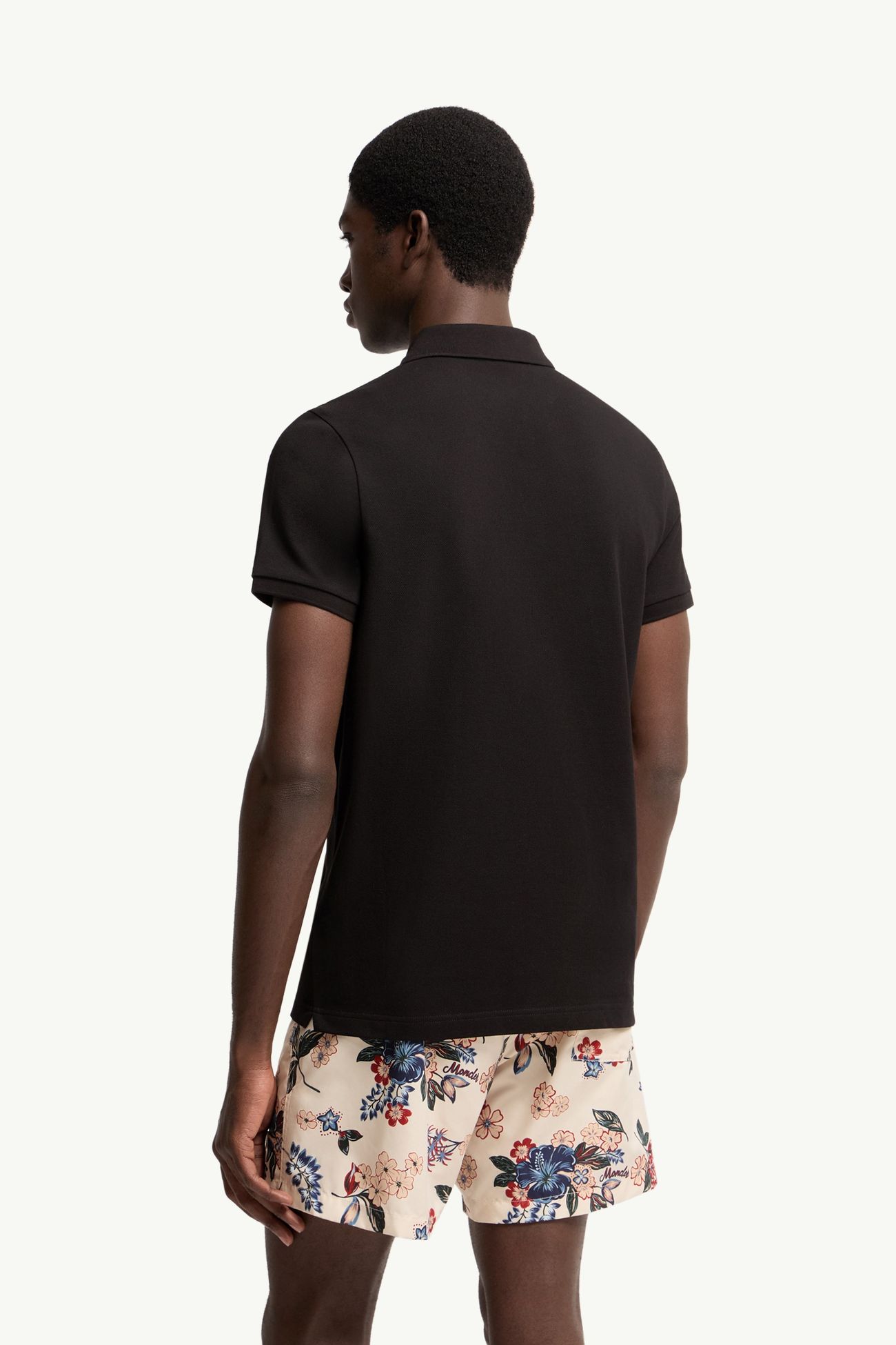 Polo de algodón con parche con logotipo Hombre Negro Moncler 4