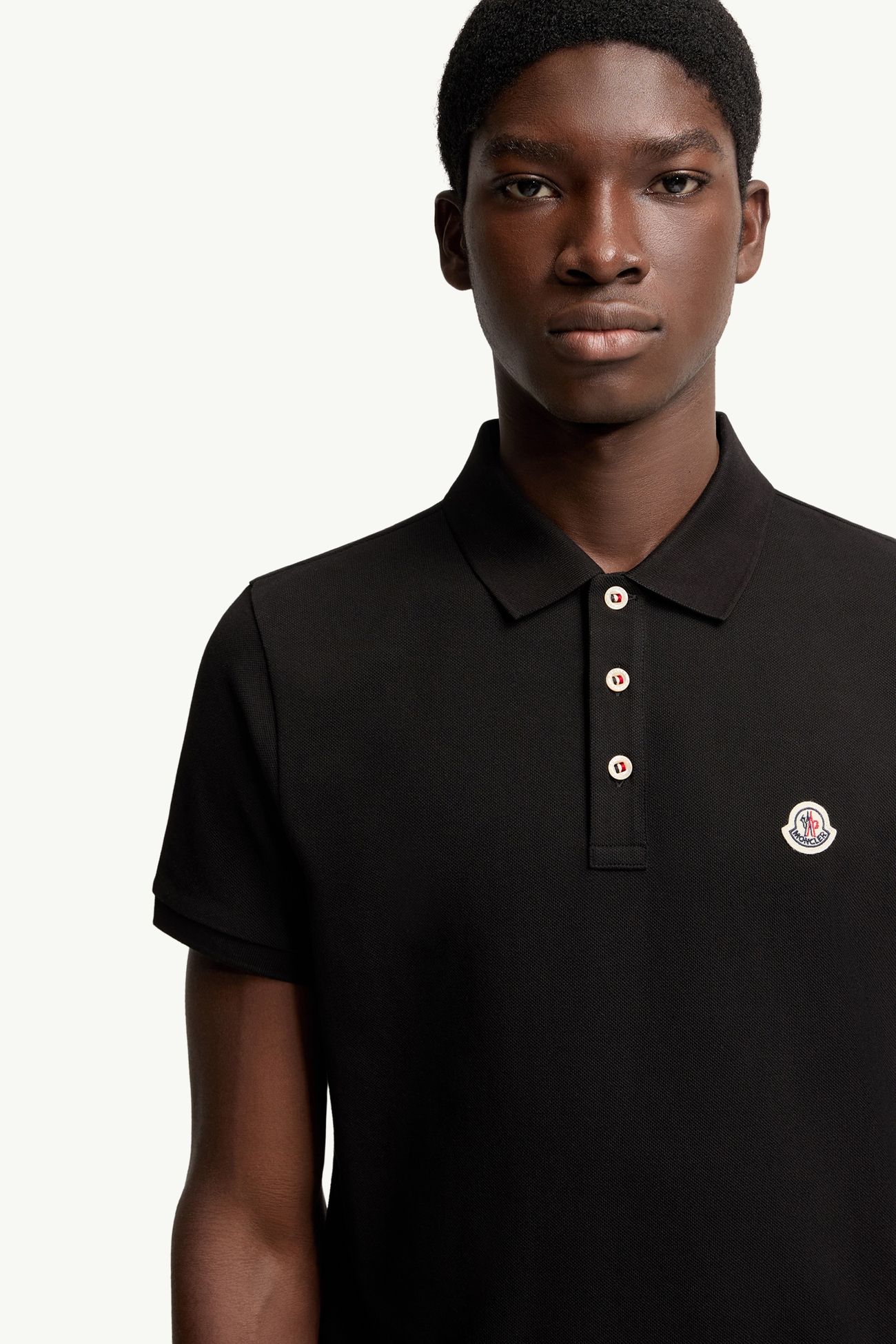 Polo de algodón con parche con logotipo Hombre Negro Moncler 5