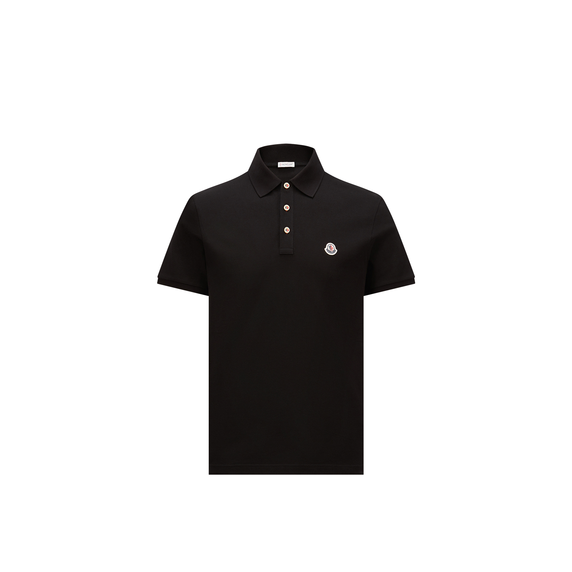 Moncler   Logo Patch Cotton Polo Shirt for Men in Black, Size: M