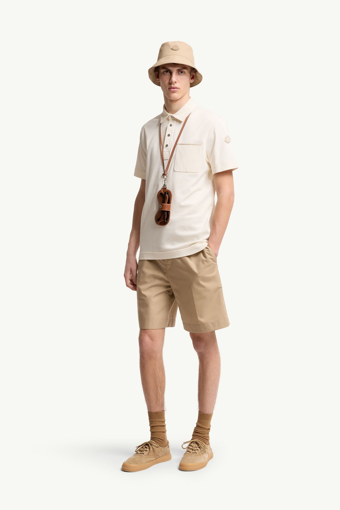 Cotton Piquet Polo Shirt Men White Moncler 0