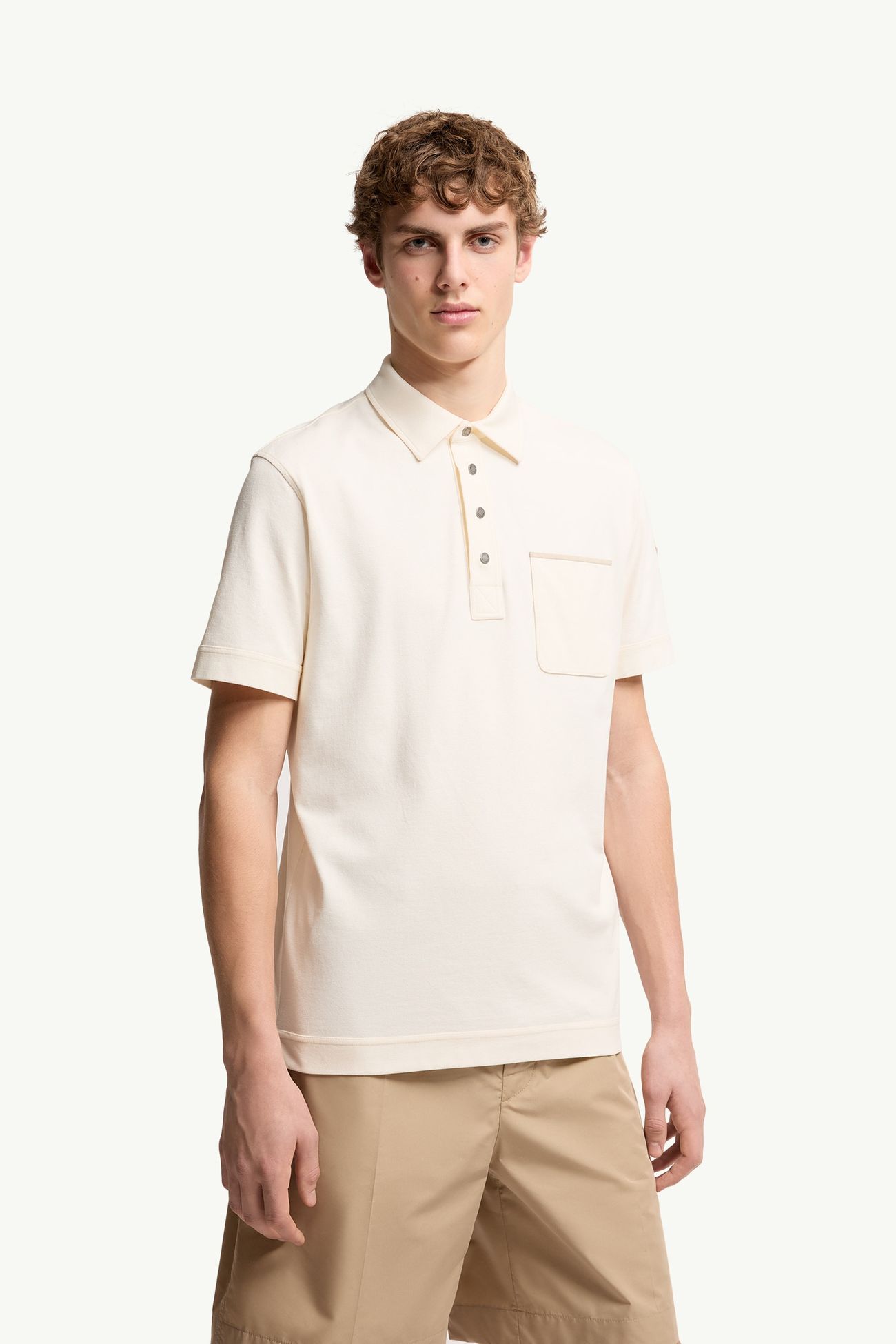 Polo de piqué de algodón Hombre Blanco Moncler 3