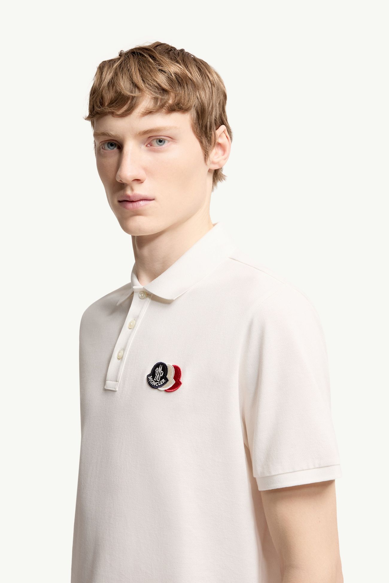 Polo de piqué de algodón con parche con logotipo Hombre Blanco Moncler 1