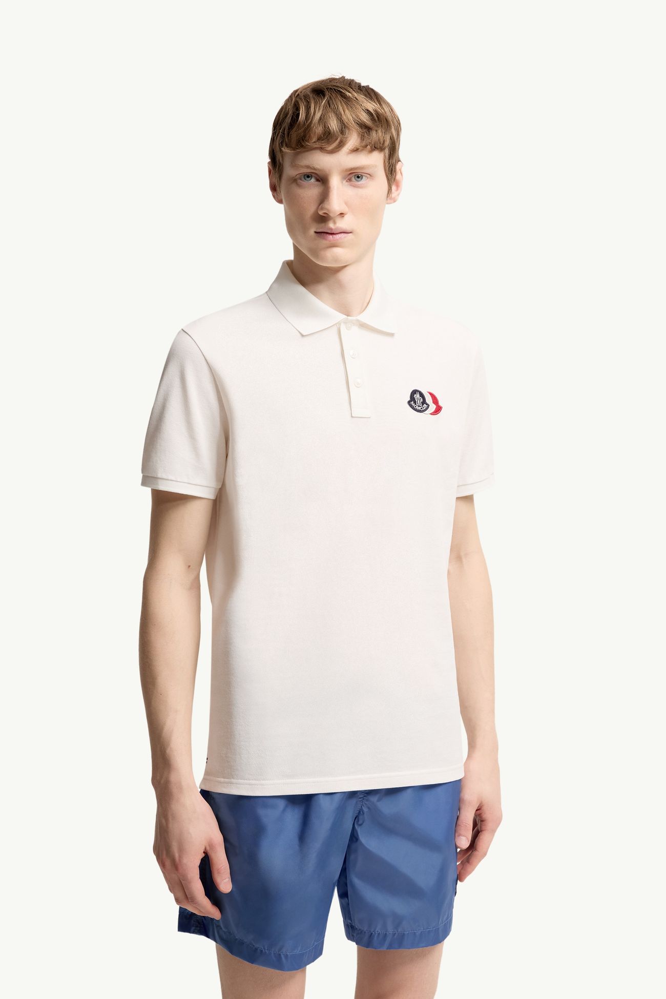 Polo de piqué de algodón con parche con logotipo Hombre Blanco Moncler 3