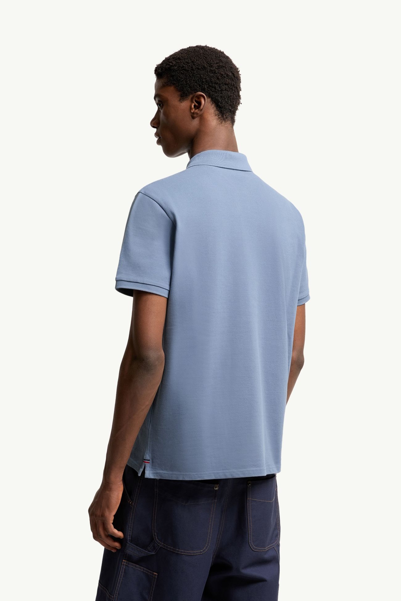 Poloshirt aus Baumwollpiqué mit Logoaufnäher Herren Hellblau Moncler 4