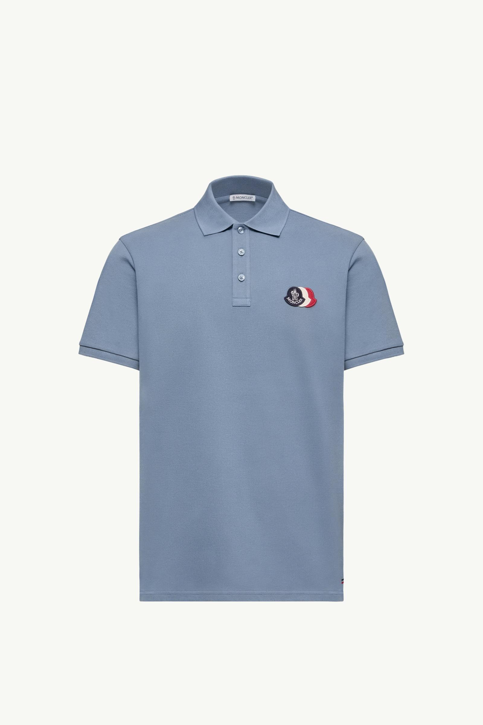 Logo Patch Cotton Piquet Polo Shirt Men Light Blue Moncler, 1 of 0