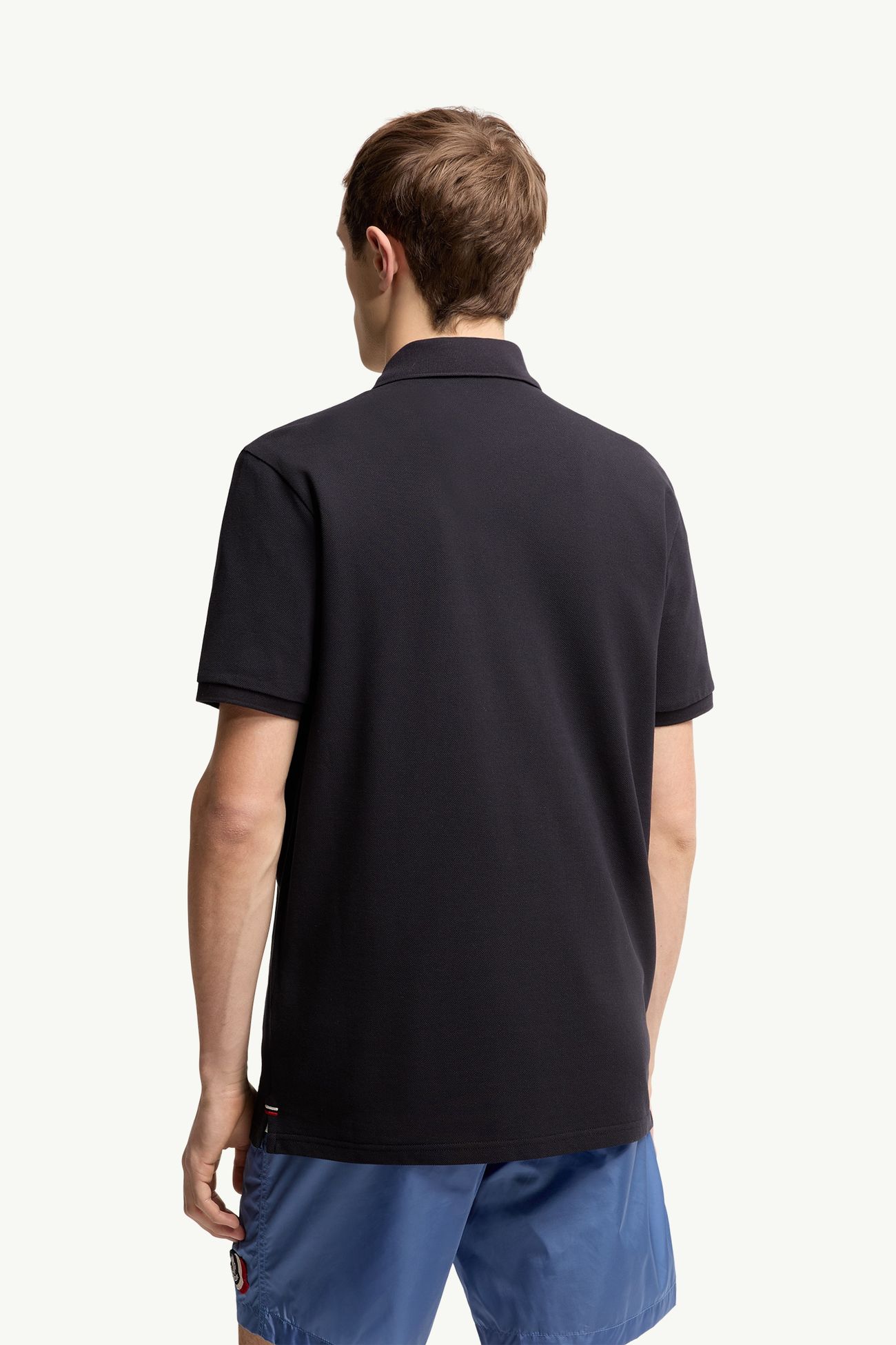 Polo en piqué de coton à empiècement logo Hommes Bleu foncé Moncler 4