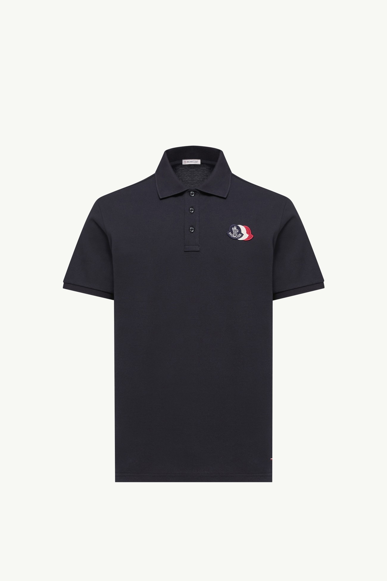 Logo Patch Cotton Piquet Polo Shirt Men Dark Blue Moncler 2