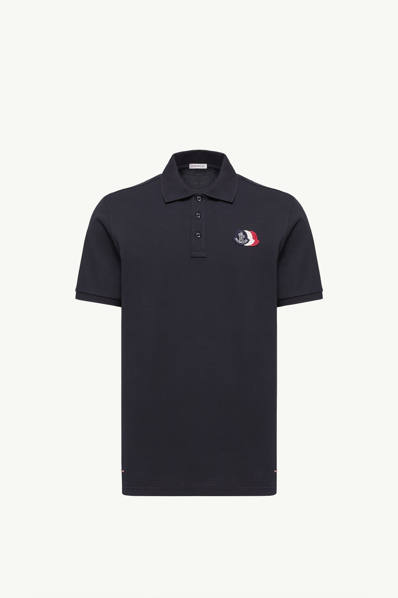 Polo in piquet di cotone con patch logato Uomo Blu Scuro Moncler 2