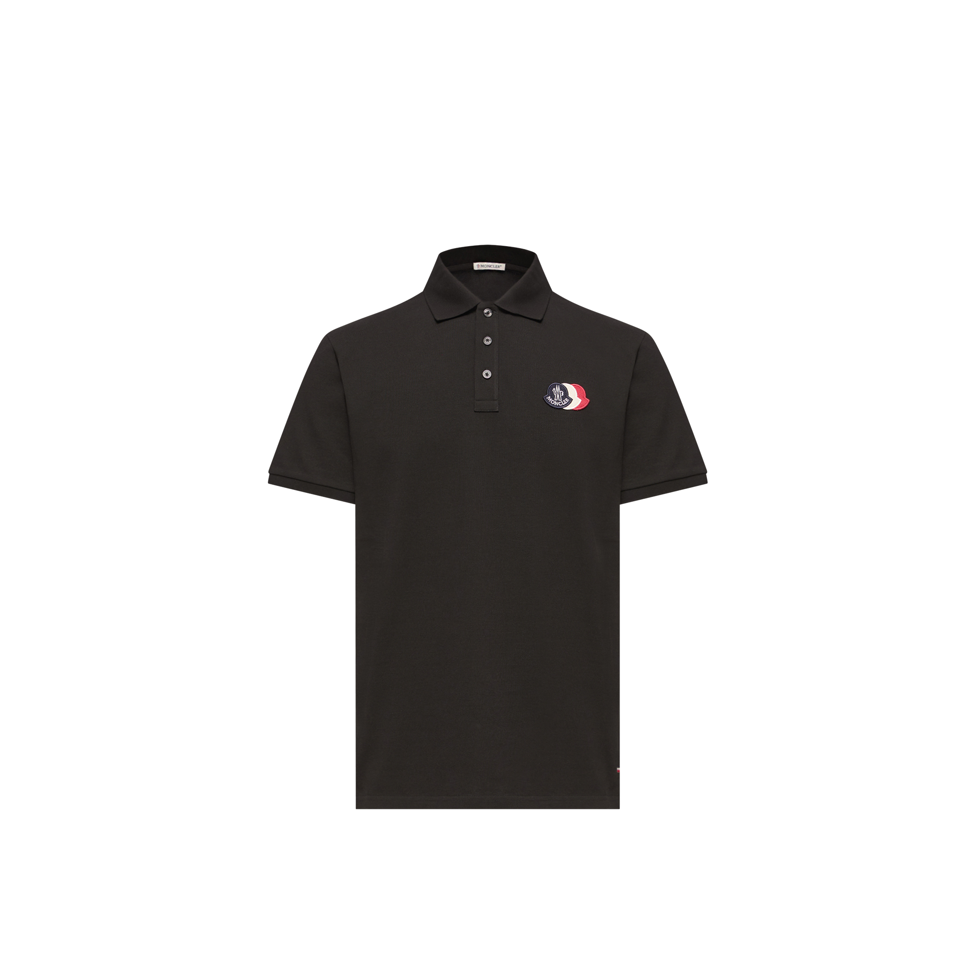 Moncler   Logo Patch Cotton Piquet Polo Shirt for Men in Black, Size: Xs