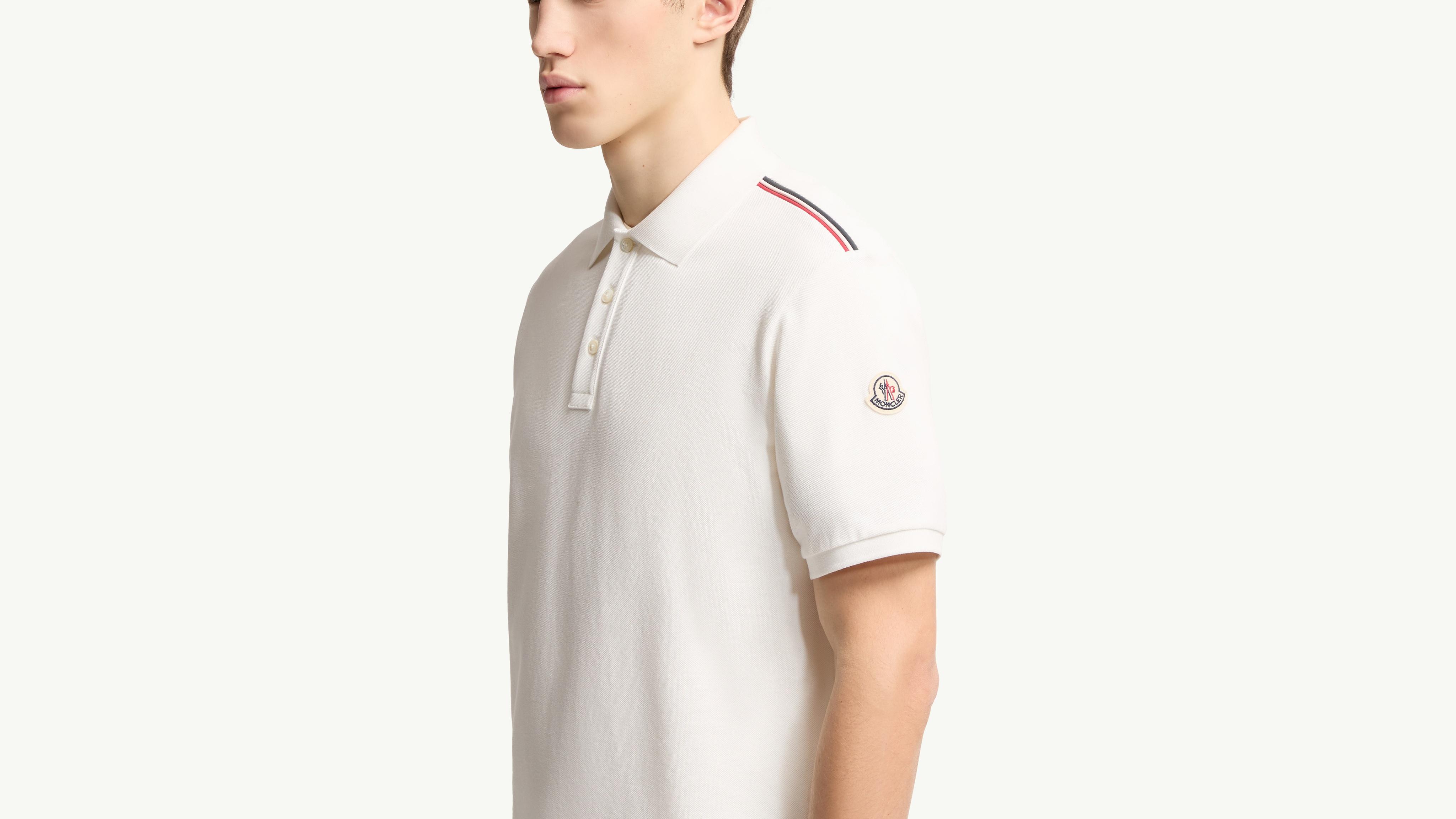 White Tricolor-Trimmed Cotton Piquet Polo Shirt - Polos & T-shirts