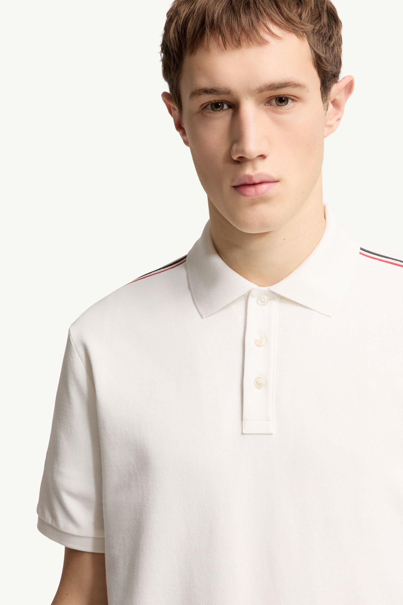 Polo en piqué de coton Hommes Blanc Moncler 5
