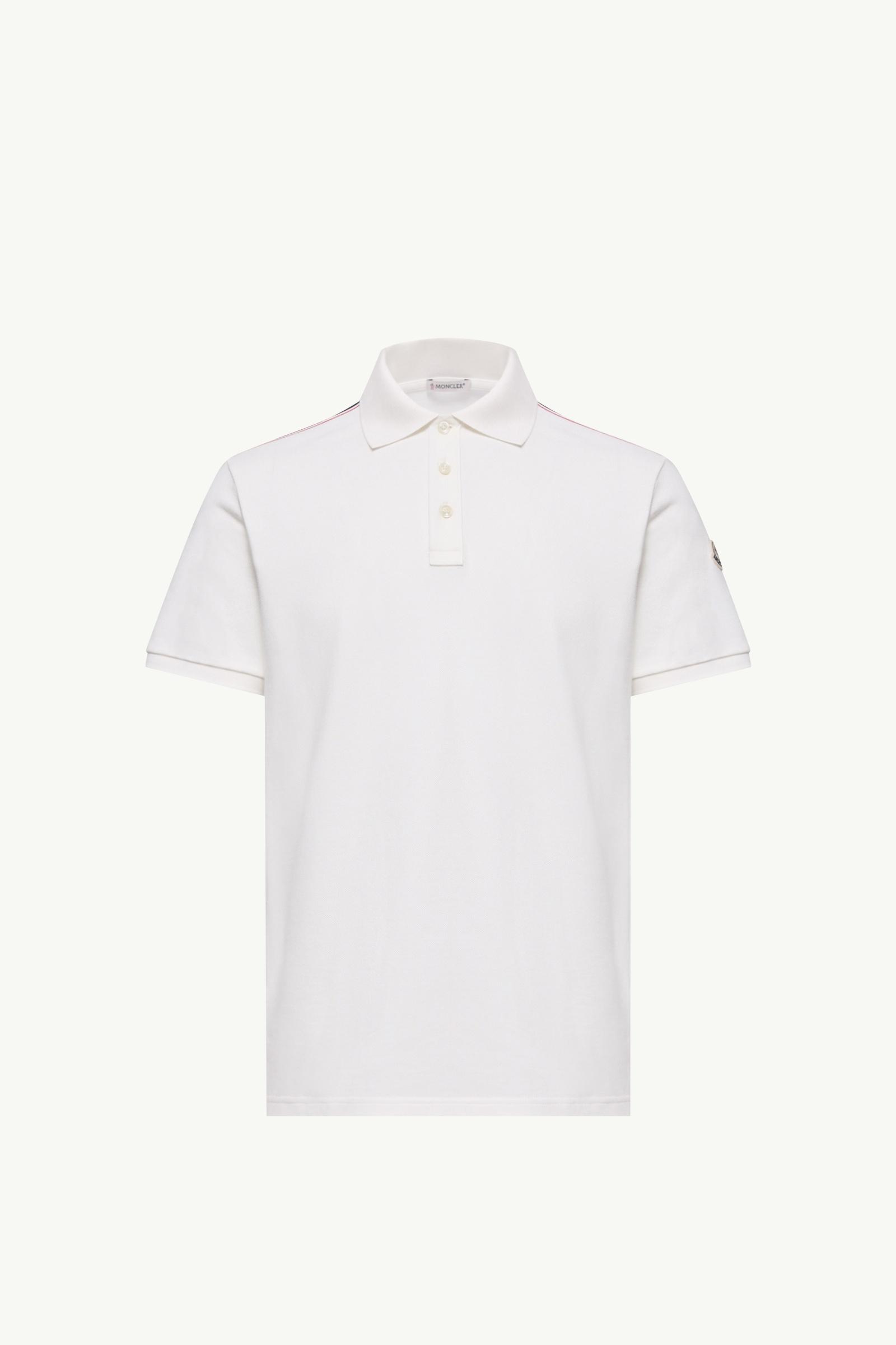 White Tricolor-Trimmed Cotton Piquet Polo Shirt - Polos & T-shirts