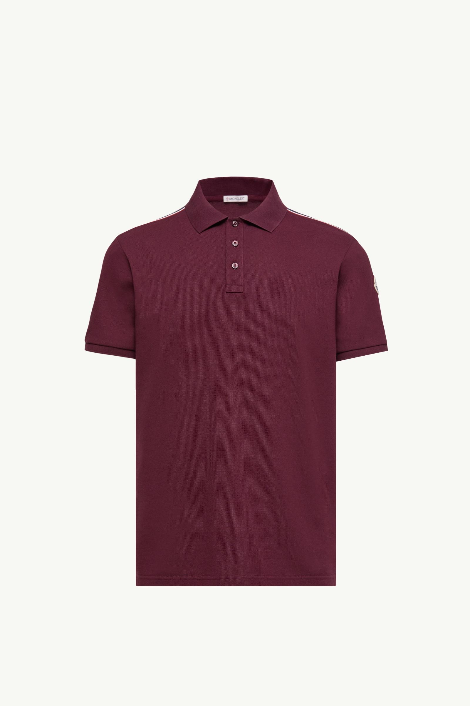 Tricolor-Trimmed Cotton Piquet Polo Shirt Men Burgundy Moncler, 1 of 0