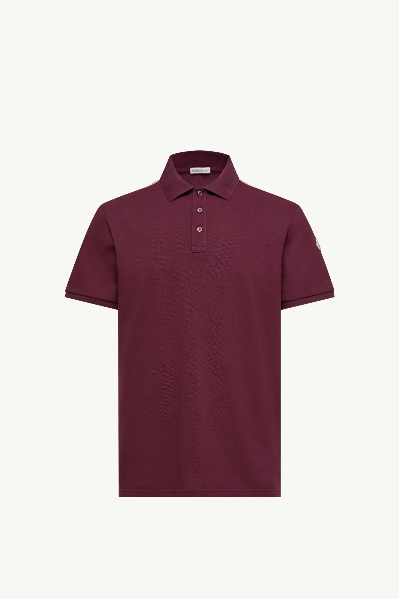 Burgundy Tricolor-Trimmed Cotton Piquet Polo Shirt - Polos & T
