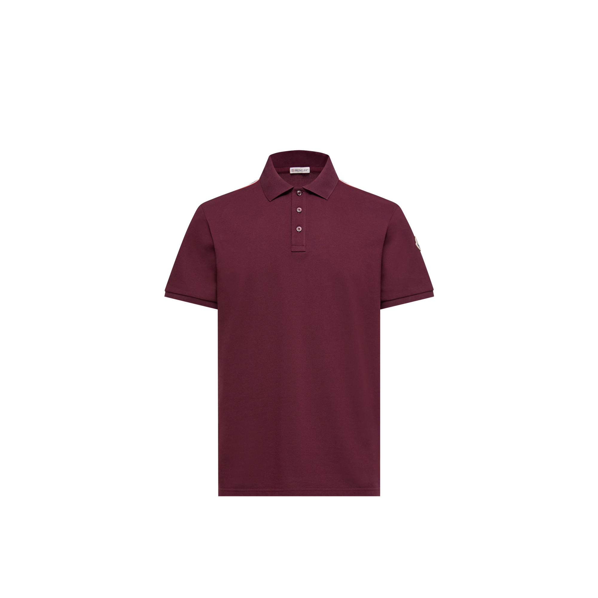 Moncler   Tricolor-Trimmed Cotton Piquet Polo Shirt for Men in Red, Size: L