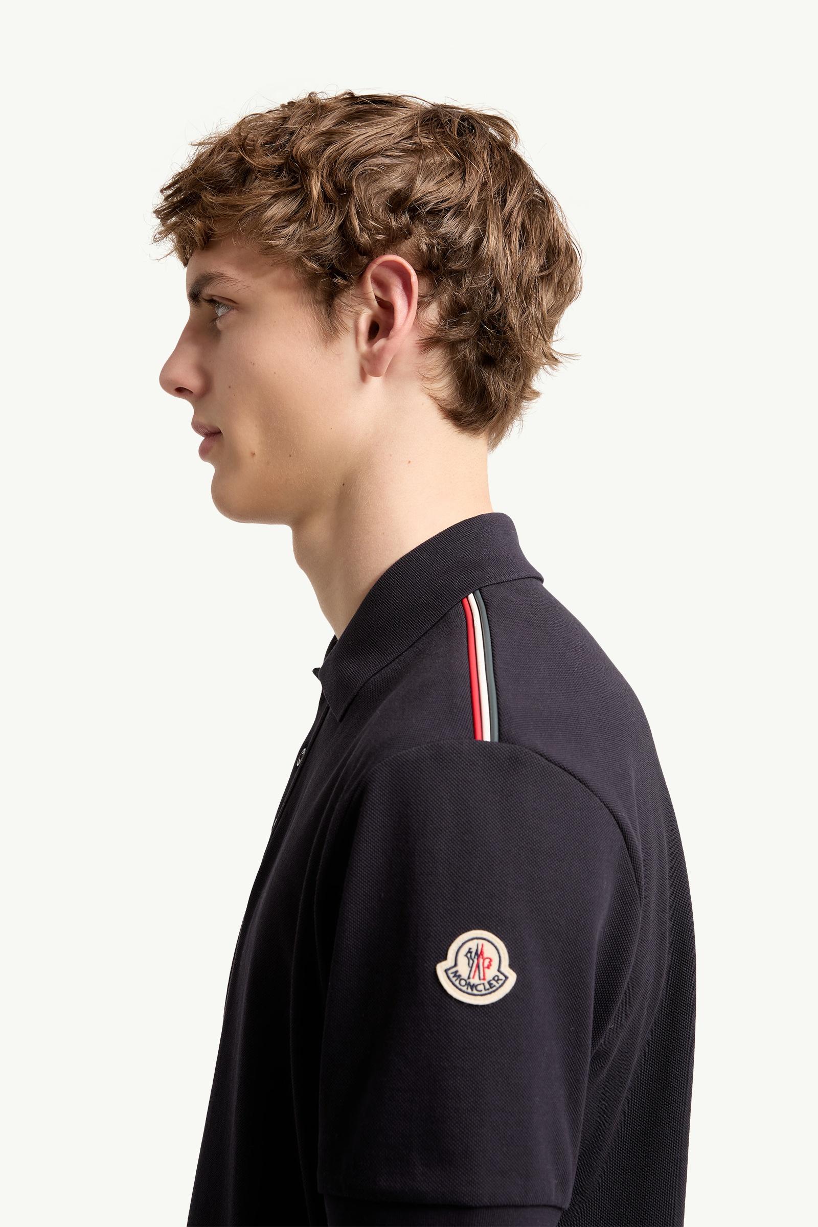 Dark Blue Tricolor-Trimmed Cotton Piquet Polo Shirt - Polos & T