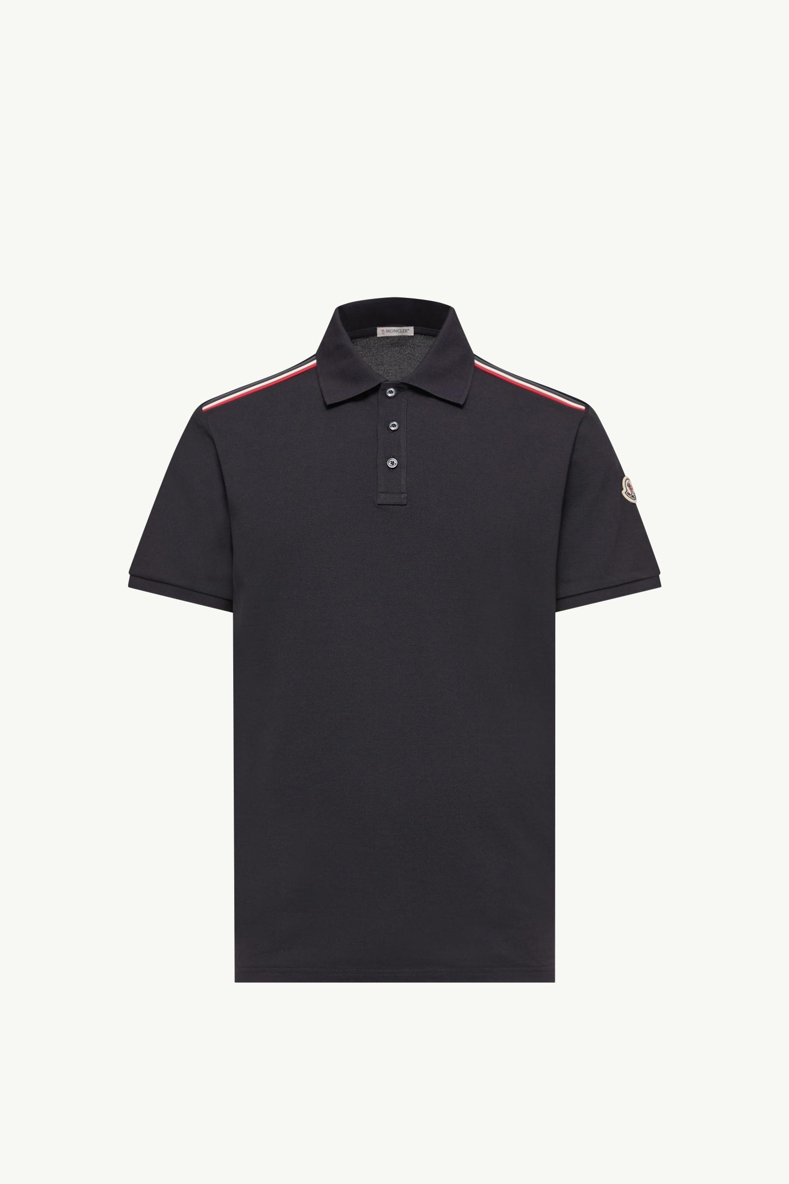 Dark Blue Tricolor-Trimmed Cotton Piquet Polo Shirt - Polos & T
