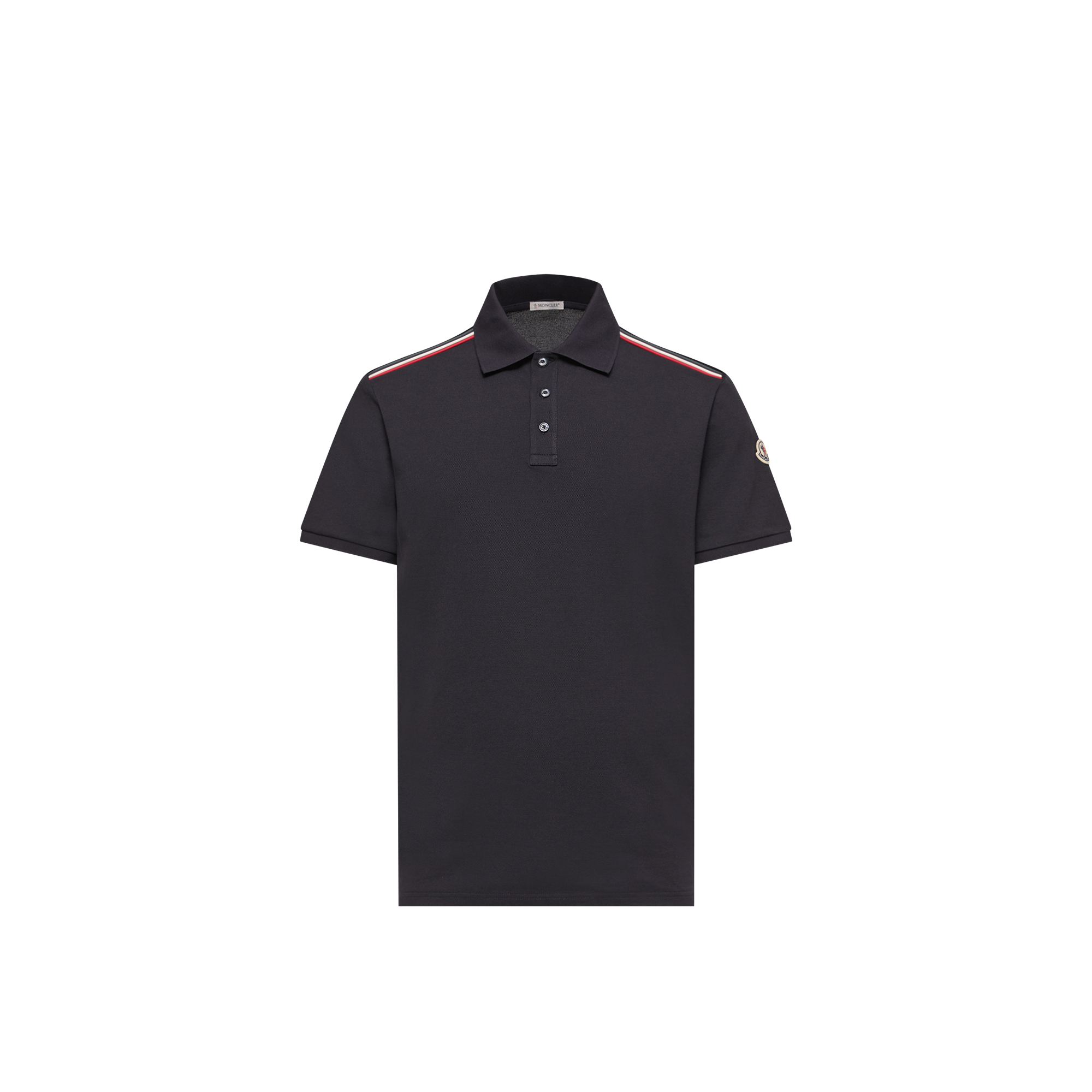 Moncler  Polo In Piquet Di Cotone Con Finiture Tricolore Uomo da Blu, Taglia: L