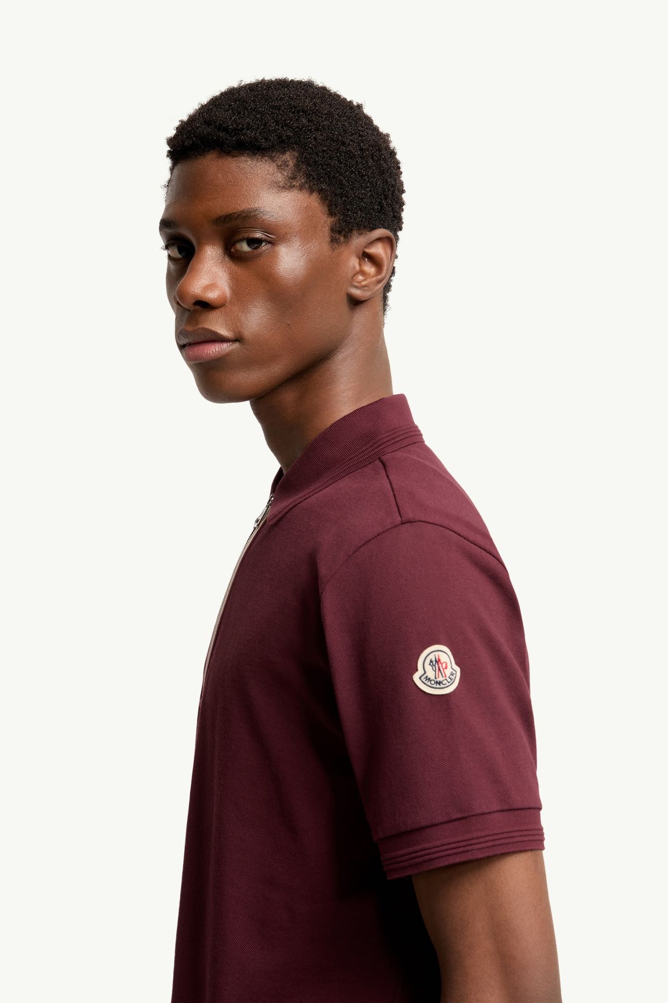 三色飾邊棉質Polo恤 男士 深紅色 Moncler 1