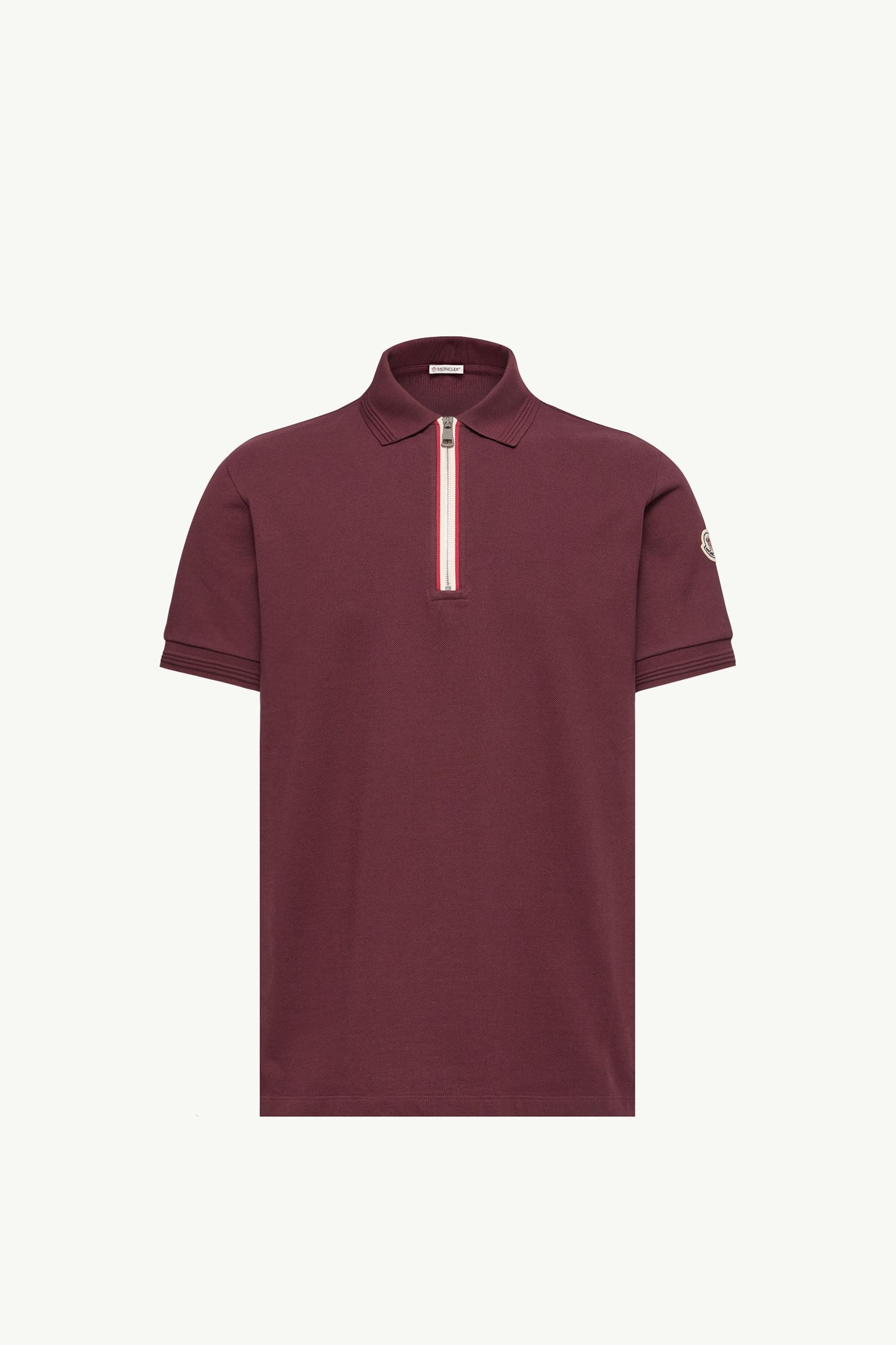 Tricolour-Trimmed Cotton Polo Shirt Men Dark Red Moncler, 1 of 0