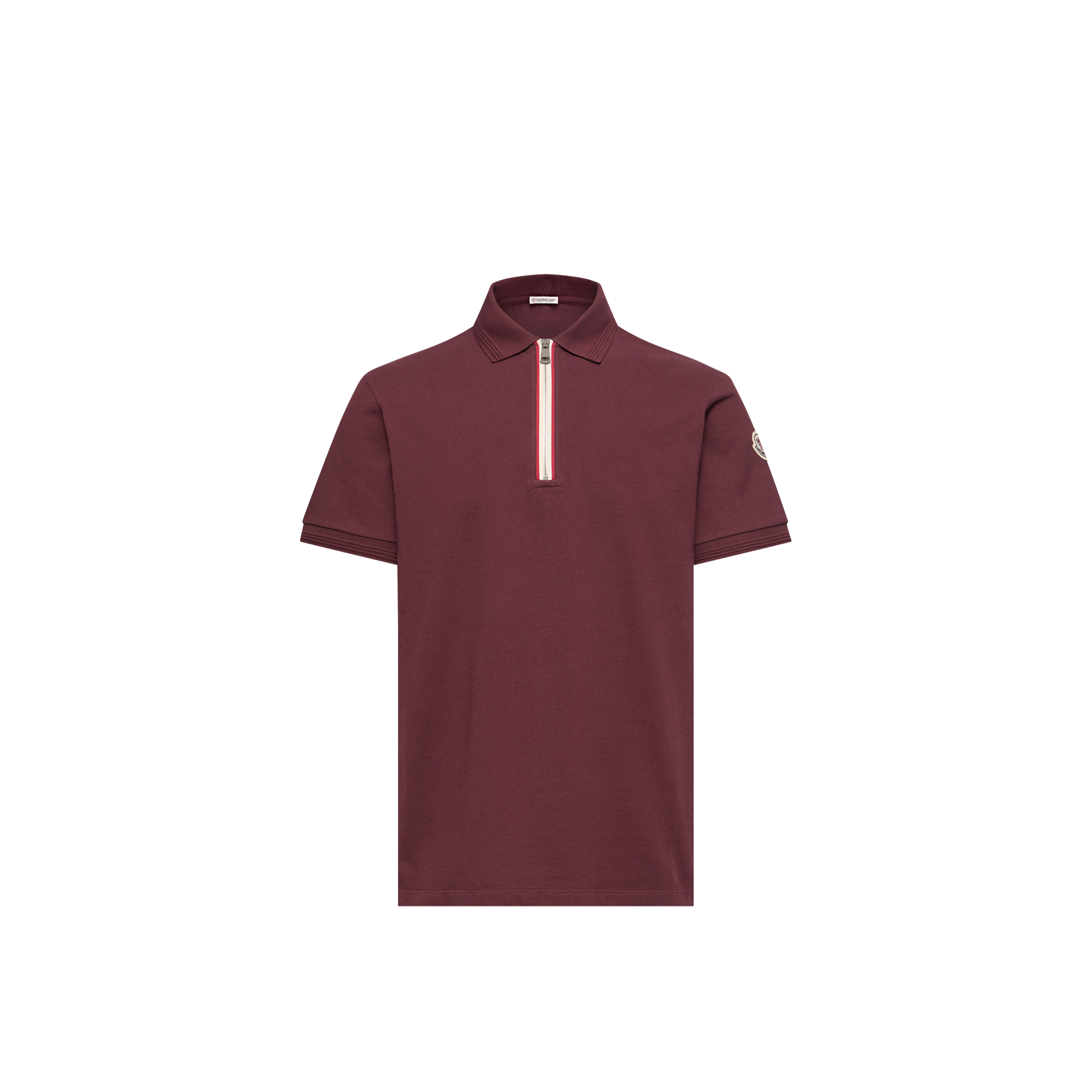 Moncler   Tricolour-Trimmed Cotton Polo Shirt for Men in Red, Size: Xs