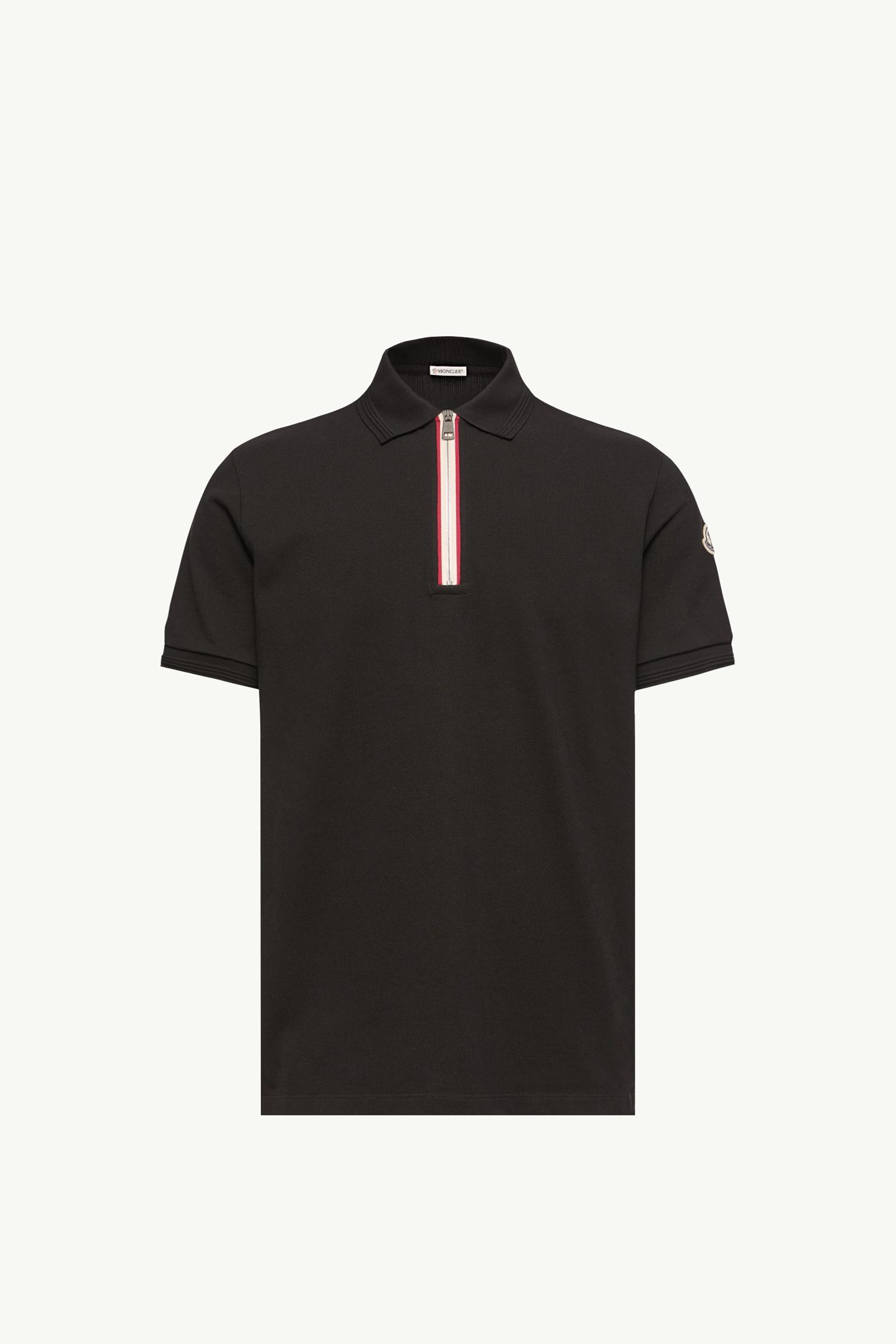 Tricolour-Trimmed Cotton Polo Shirt Men Black Moncler, 1 of 0