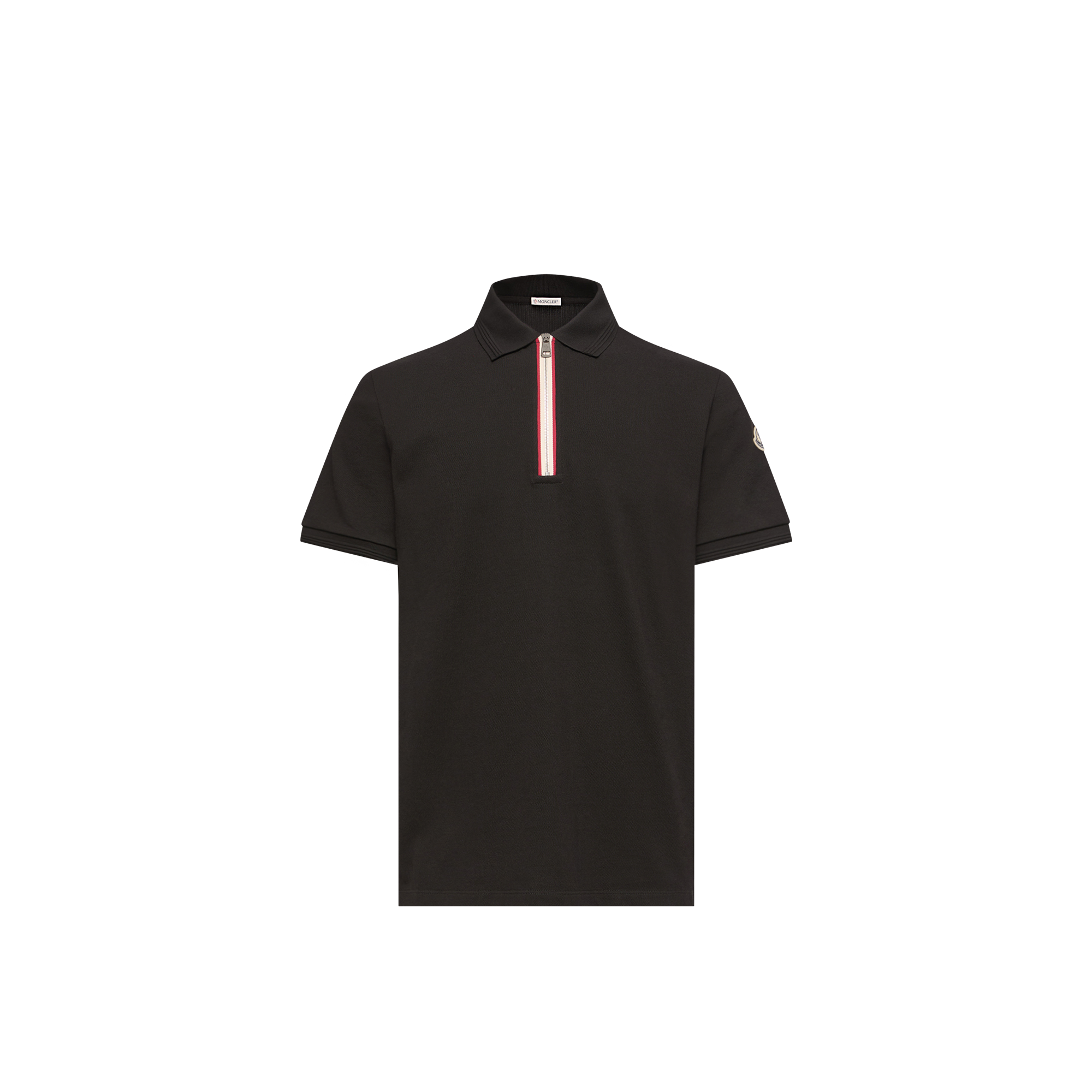 Moncler   Tricolour-Trimmed Cotton Polo Shirt for Men in Black, Size: Xs