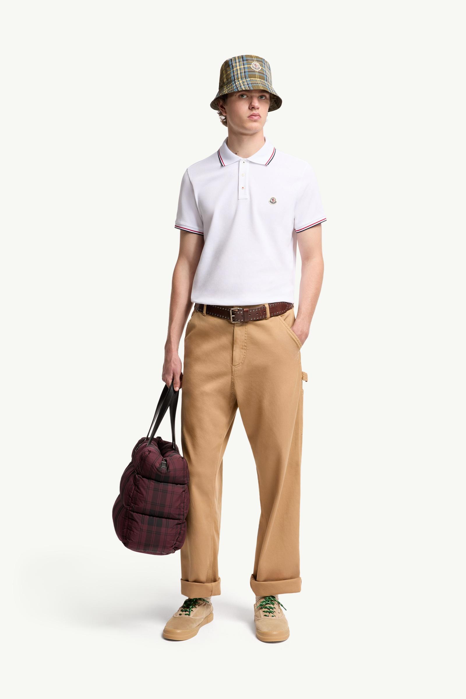 Optical White Tricolor-Trimmed Cotton Piquet Polo Shirt - Polos