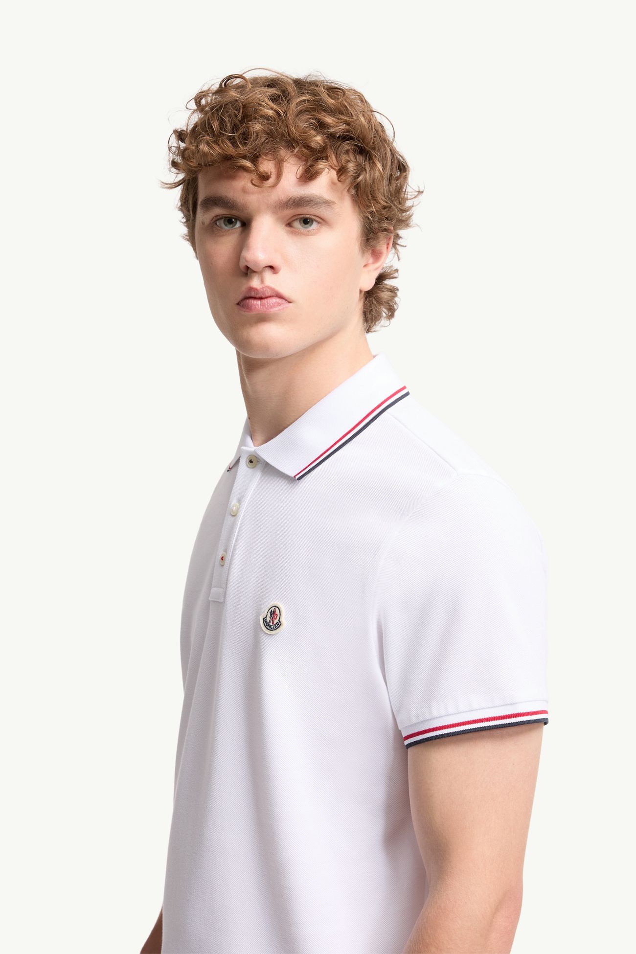 Tricolor-Trimmed Cotton Piquet Polo Shirt Men Optical White Moncler 1