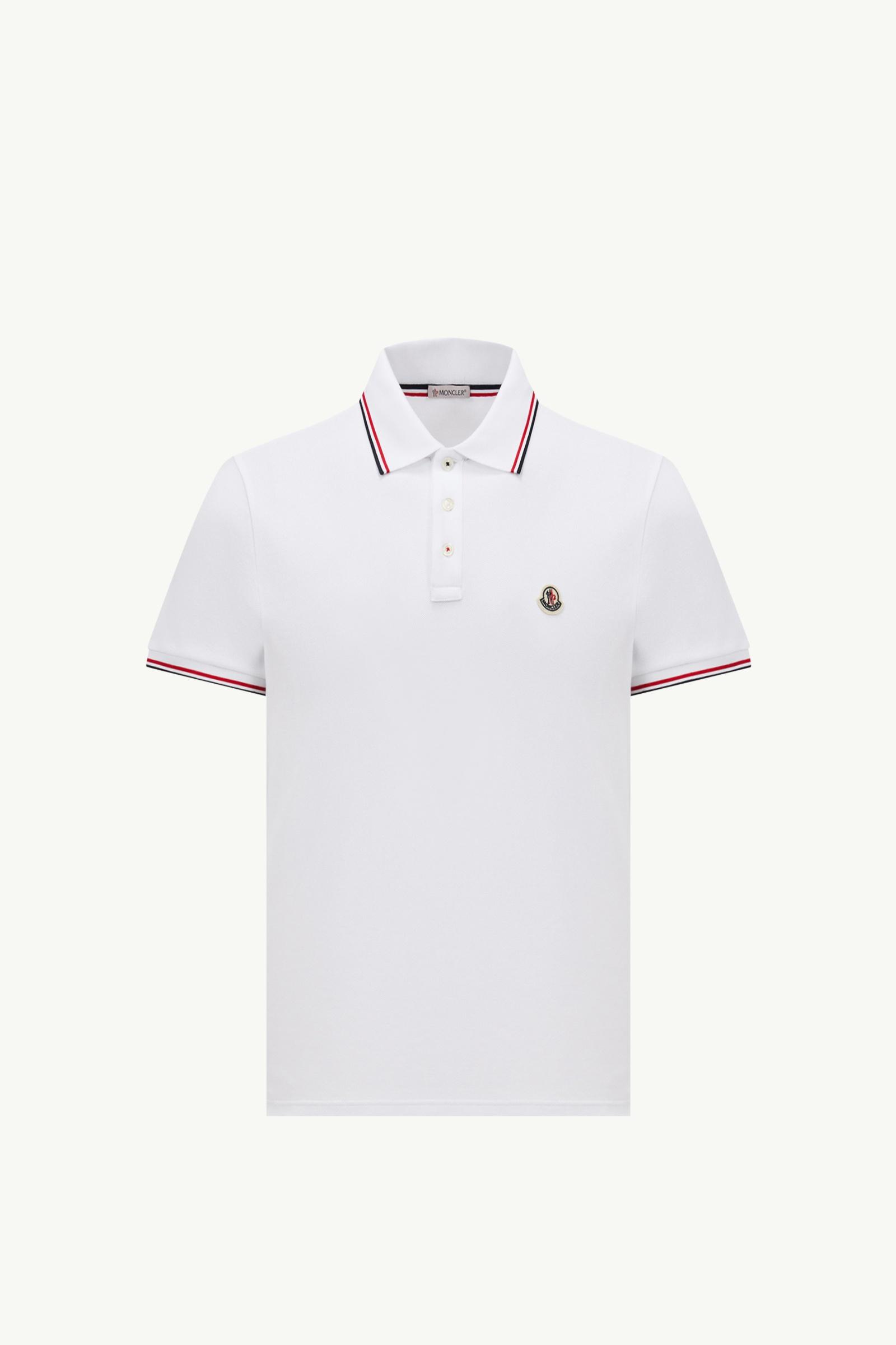 Optical White Tricolor-Trimmed Cotton Piquet Polo Shirt - Polos