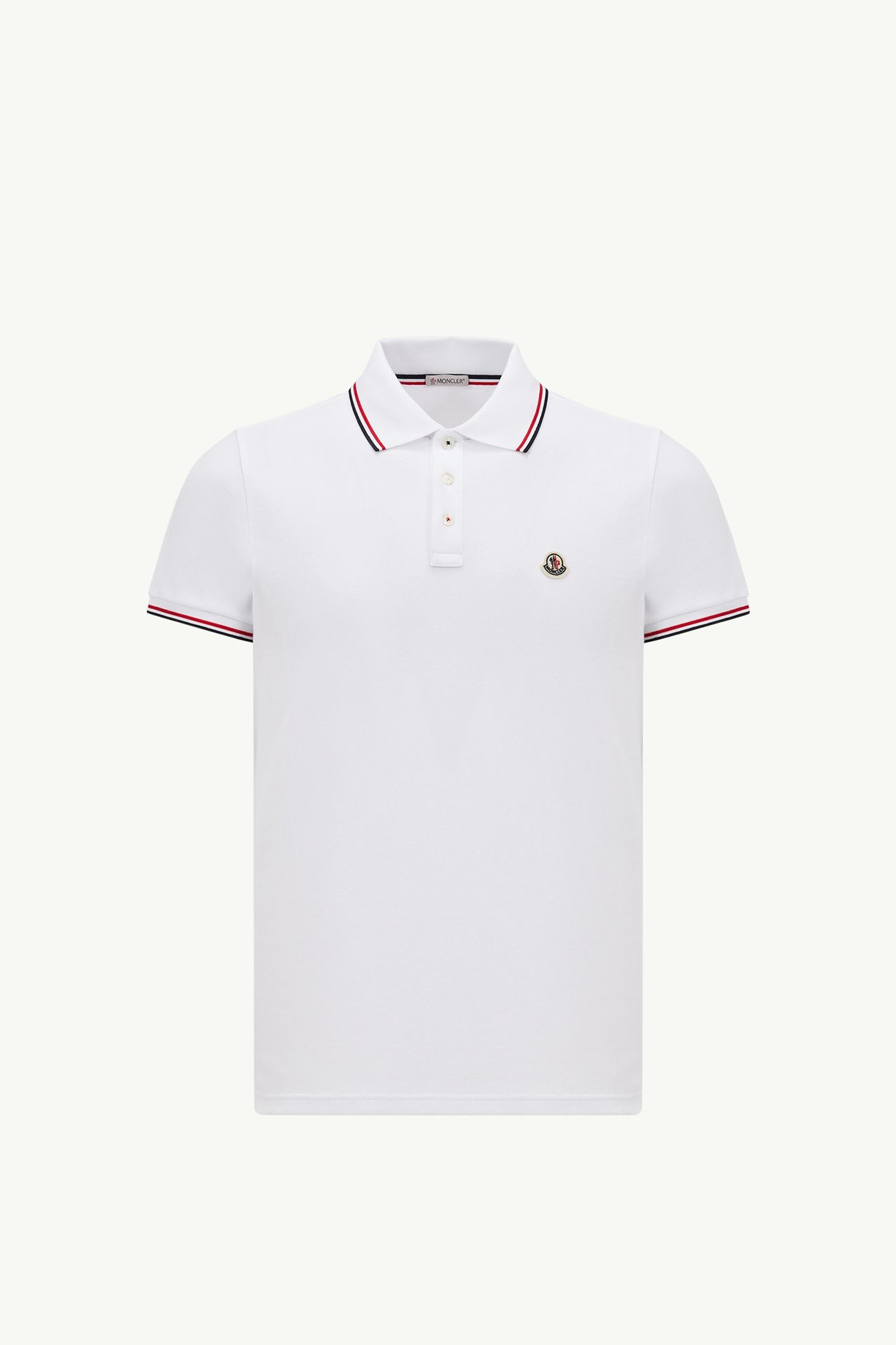 男士三色饰边棉质珠地Polo衫 男士 光学白 Moncler 2