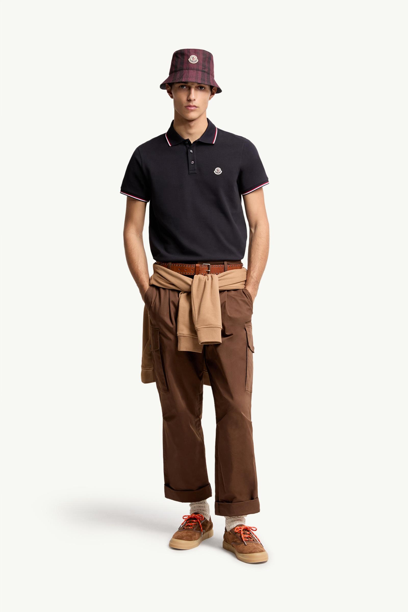 Dark Blue Tricolor-Trimmed Cotton Piquet Polo Shirt - Polos & T