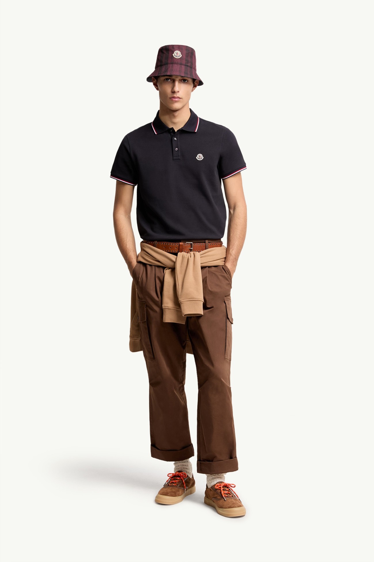 男士三色饰边棉质珠地Polo衫 男士 深蓝色 Moncler 0